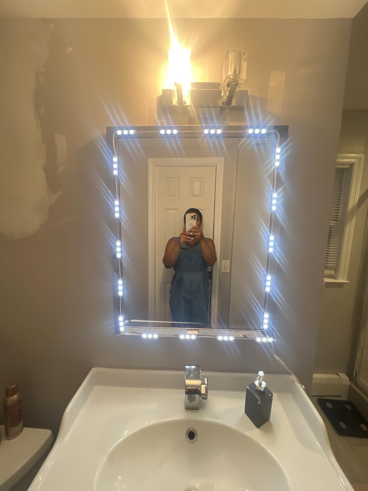 Led Vanity Mirror Lights, Hollywood Style Vanity Make Up Light, 10ft Ultra Bright White LED, Dimmable Touch Control Lights Strip, for Makeup Vanity Table & Bathroom Mirror, Mirror Not Included customer photo 1