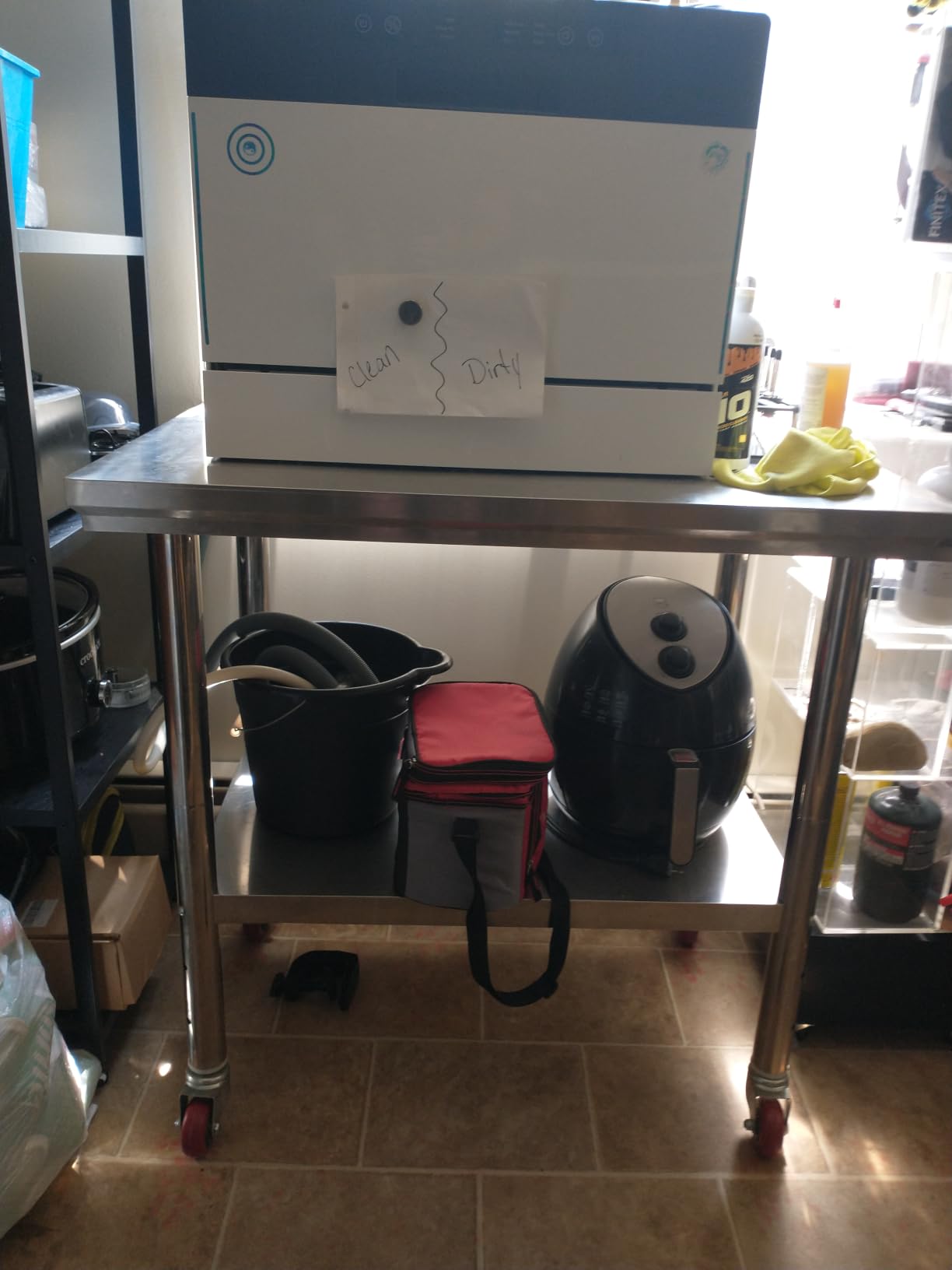 Mophorn 24x18x34 Inch Stainless Steel Work Table 3-Stage Adjustable Shelf with 4 Wheels Heavy Duty Commercial Food Prep Worktable with Brake for Kitchen Prep Work customer photo 1