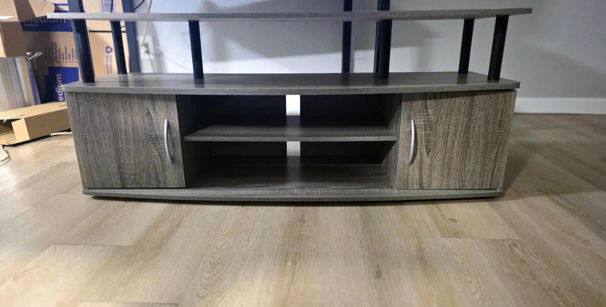 Furinno JAYA Large Entertainment Stand for TV Up to 55 Inch, French Oak Grey/Black customer photo 2