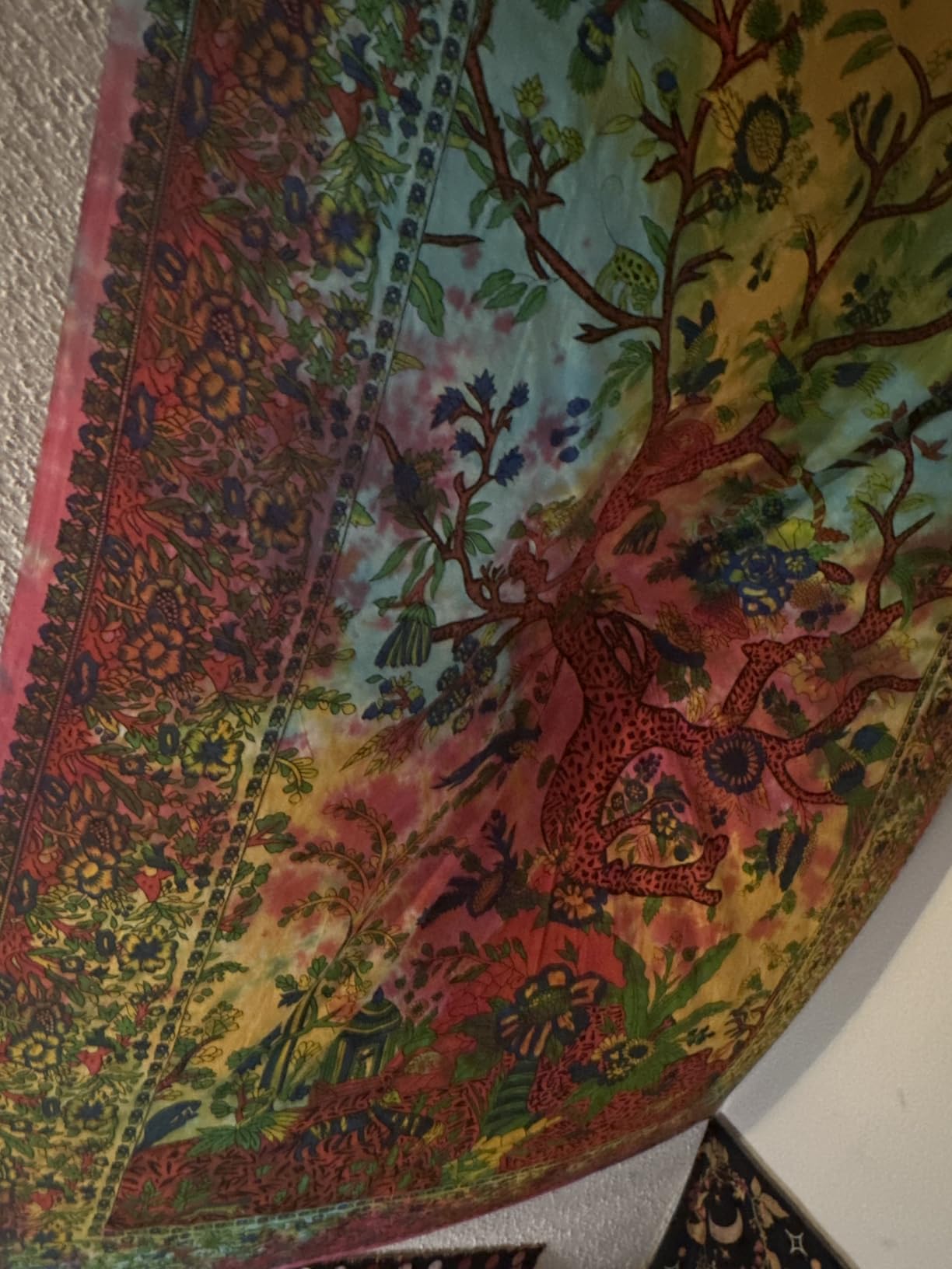 THE ART BOX STORE Yellow Orange Tree of Life Wall Hanging Tapestry for Bedroom (Full, 85x90 Inch) - Indian Cotton Bedspread, Picnic Sheet, Nature-Inspired Wall Decor customer photo 1