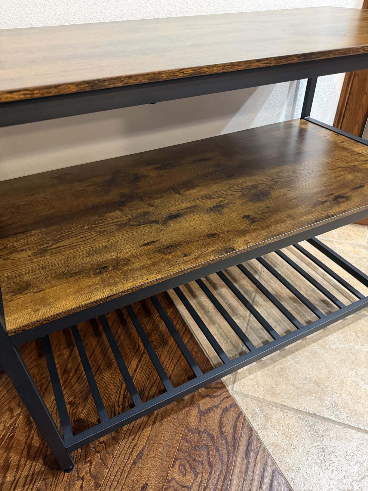 VASAGLE Kitchen Island with 3 Shelves, Storage Cabinet, Steel Structure | Kitchen Shelf with Large Wooden Worktop, 47.2 Inches Width, Rustic Brown and Matte Black customer photo 2