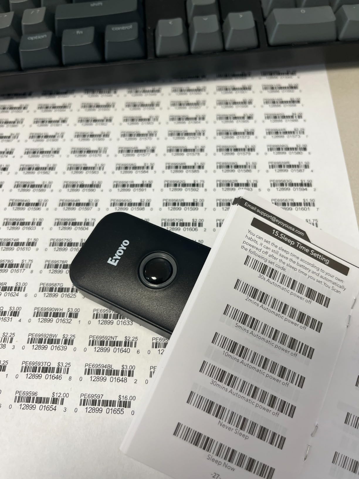 Eyoyo Mini 1D Bluetooth Barcode Scanner | 3-in-1 Bluetooth & USB Wired & 2.4G Wireless, Portable Bar Code Reader, Work with Windows, Android, iOS, Tablets or Computers customer photo 2