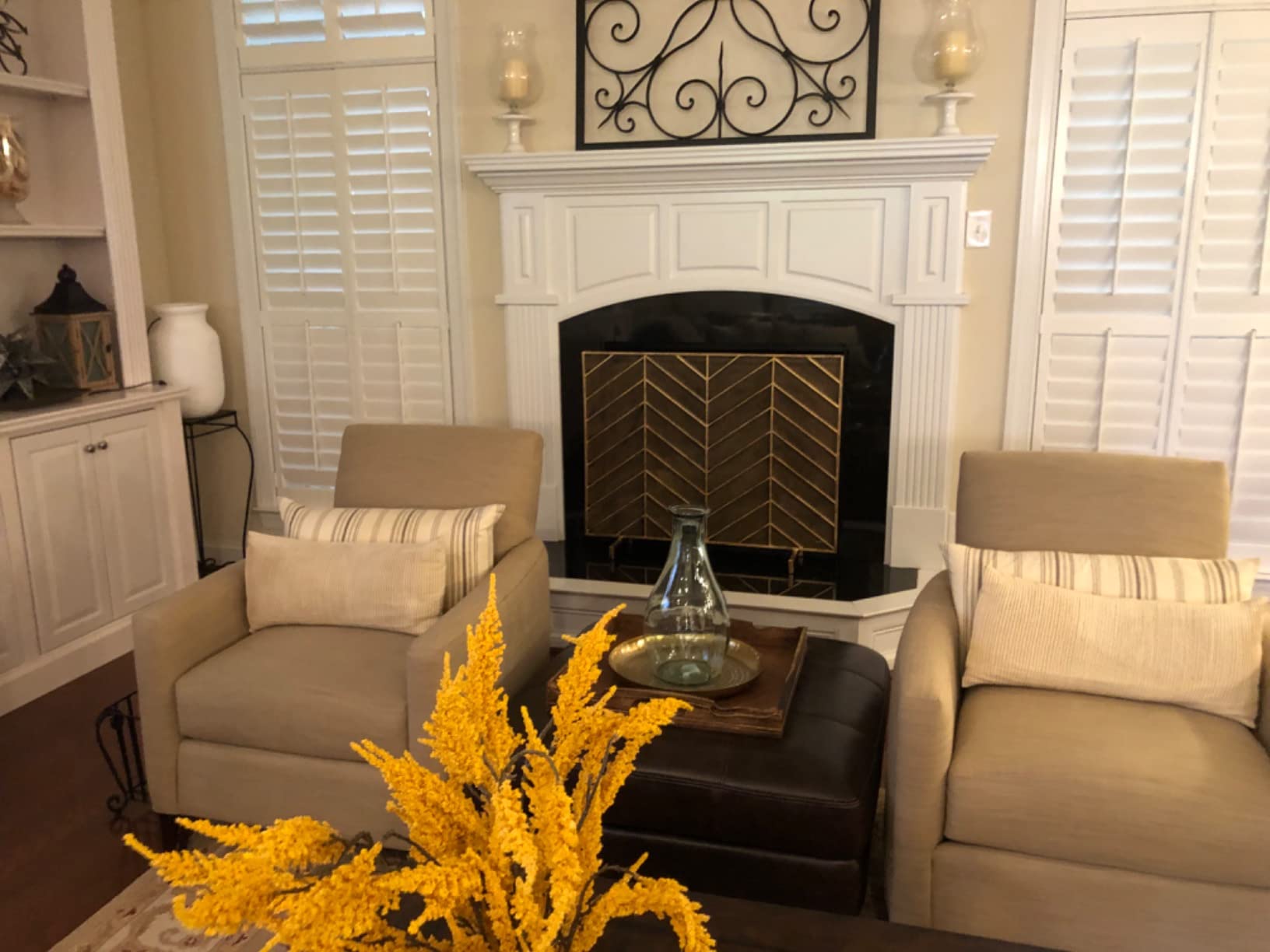 Best Choice Products 38x31in Single Panel Handcrafted Wrought Iron Mesh Chevron Fireplace Screen, Fire Spark Guard for Living Room, Bedroom Decor w/Distressed Antique Finish - Gold customer photo 1