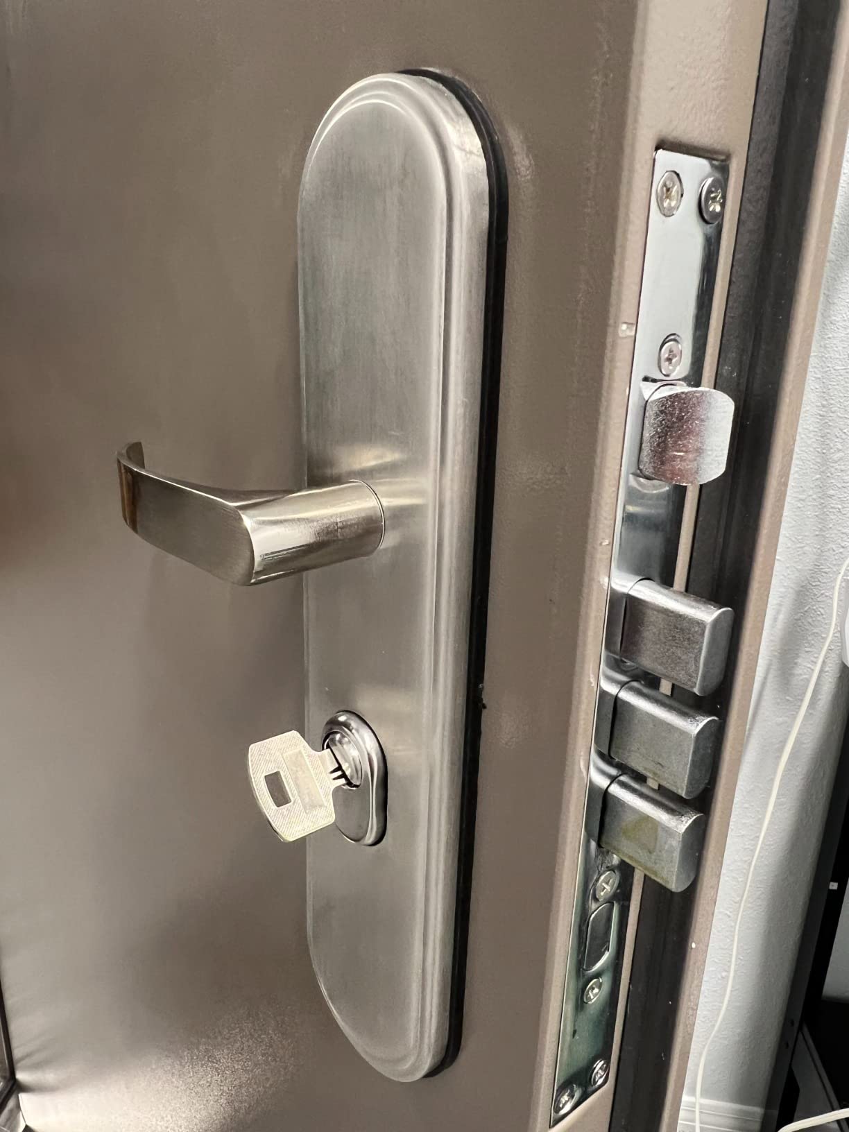 VIZ-PRO Quick Mount Steel Security Door with Frame and Hardware, Gray Left Side-Hinged Inward, 39 9/16