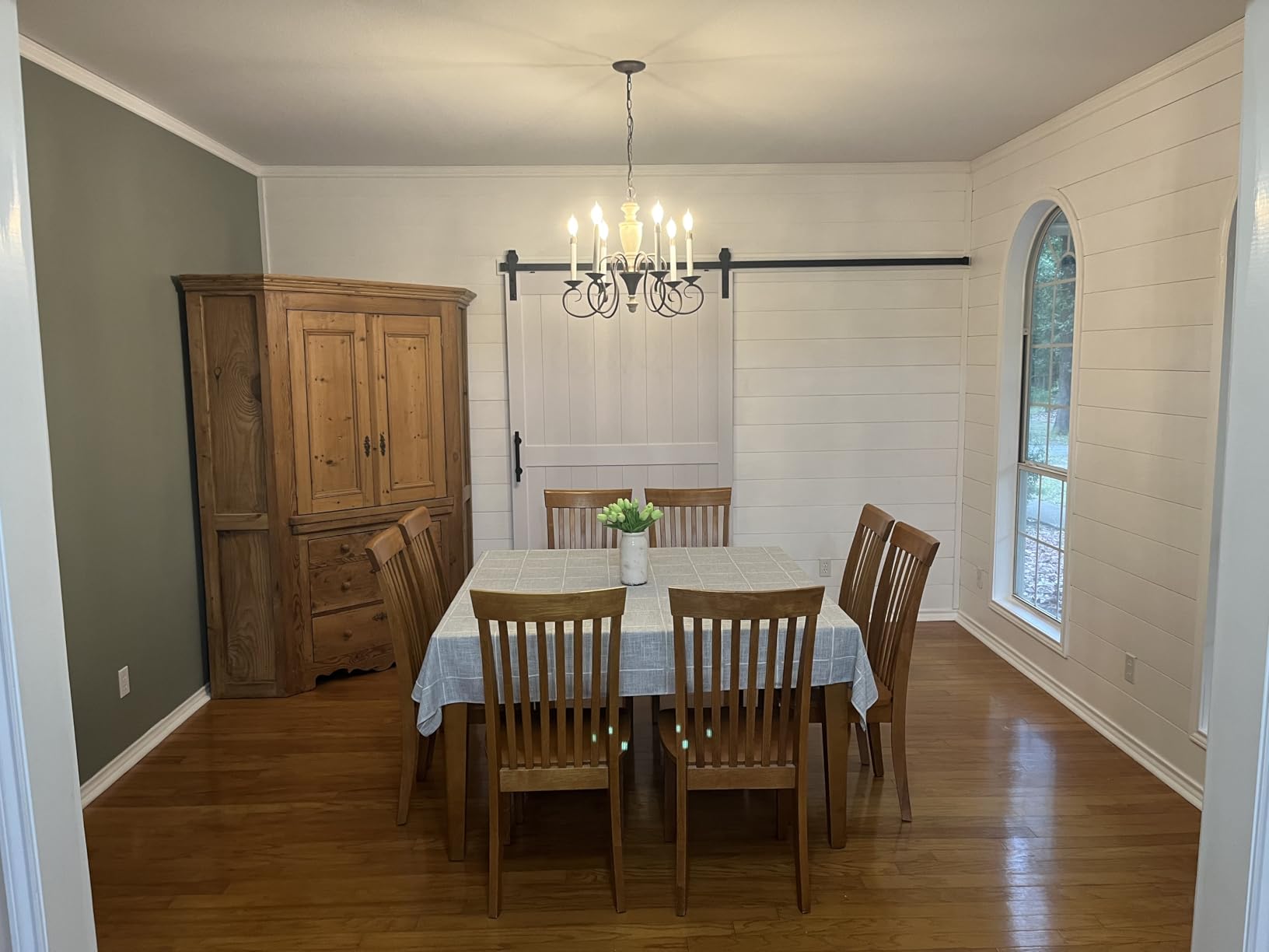 36 x84in MDF Sliding Barn Door with 6.6ft Barn Door Hardware Kit & Handle, White Solid Barn Door Slab, Water-Proof PVC Surface, H-Frame customer photo 1