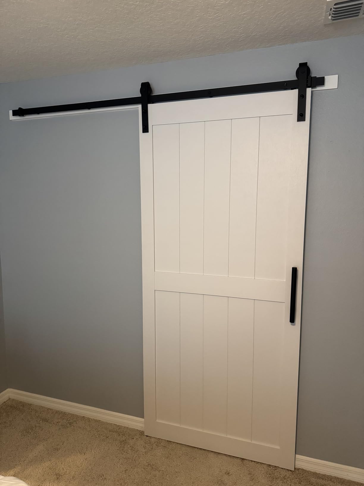 36 x84in MDF Sliding Barn Door with 6.6ft Barn Door Hardware Kit & Handle, White Solid Barn Door Slab, Water-Proof PVC Surface, H-Frame customer photo 2
