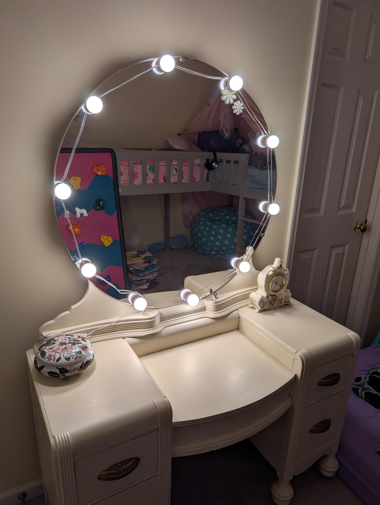 LED Vanity Lights for Mirror Makeup Lighting, Hollywood Style | 10 Dimmable Bulbs Strip, Bright, Light Colors & Brightness Adjustable, USB Plug In, Stick On for Bathroom Dressing Table customer photo 2