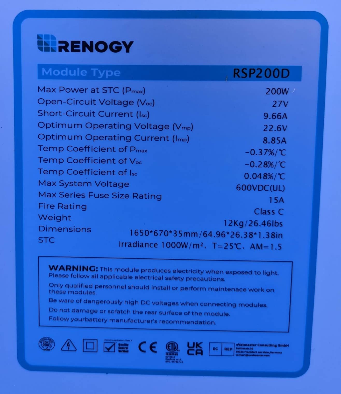 Renogy Solar Panels 200 Watt, N-Type Solar Panel 25% High-Efficiency 16BB | 200W Solar Panel for 12V/24V Battery Systems, IP67 PV Module for RV Marine Rooftop Farm Trailer Cabin Home Off-Grid customer photo 1