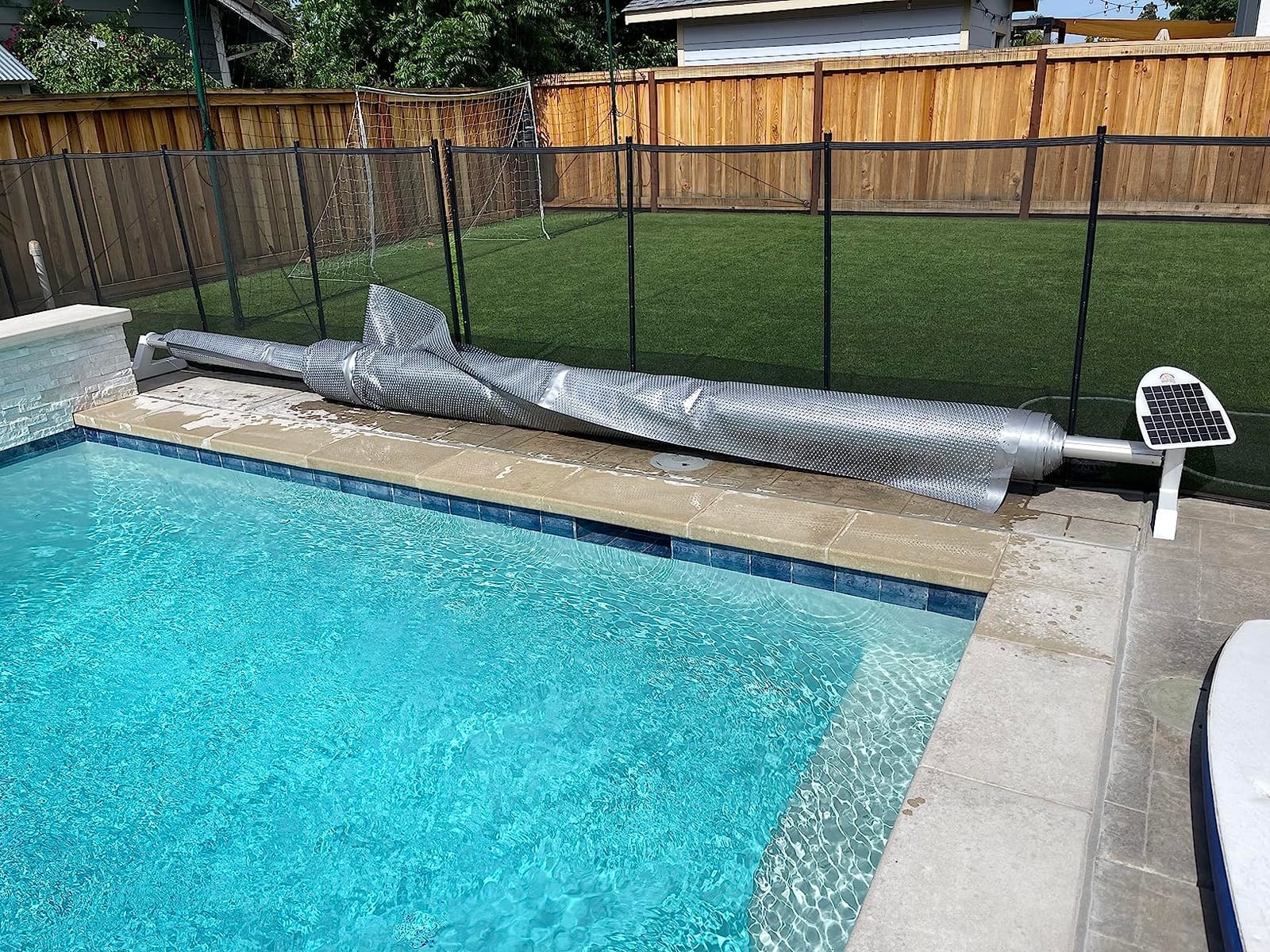 Automatic Motorized Solar Blanket Cover Reel/Roller for Pools up to 20x40' | Solar Battery Powered - Click-of-Button Simple Operation customer photo 2