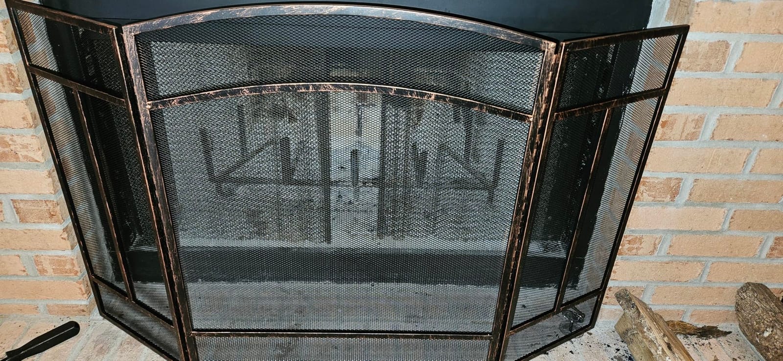 Fire Beauty 3 Panel Wrought Iron Fireplace Screen Spark Guard Cover (Black) - Block flying embers to secure your living room. Foldable screen for easy storage without assembly. customer photo 2