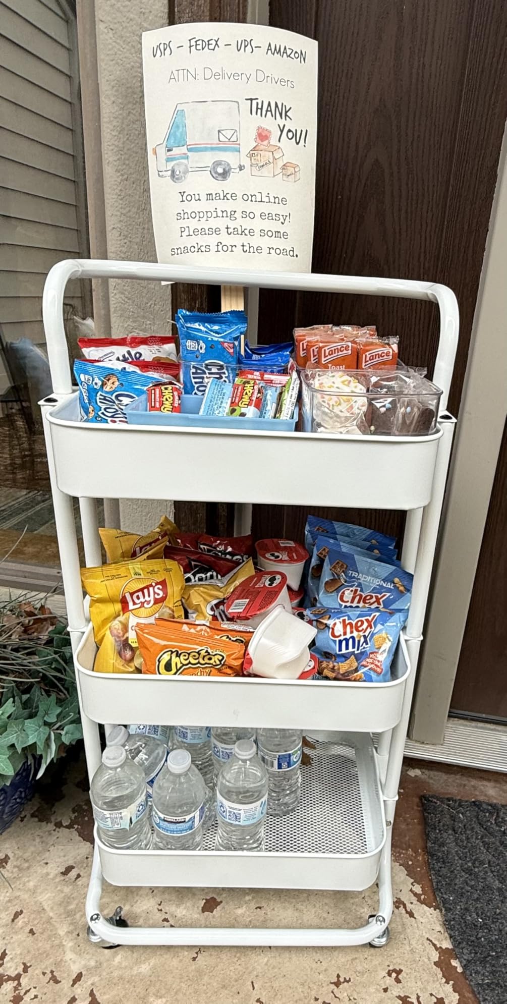Pipishell 3 Tier Rolling Cart, Utility Cart with Wheels & Handle, White | Four Large 2