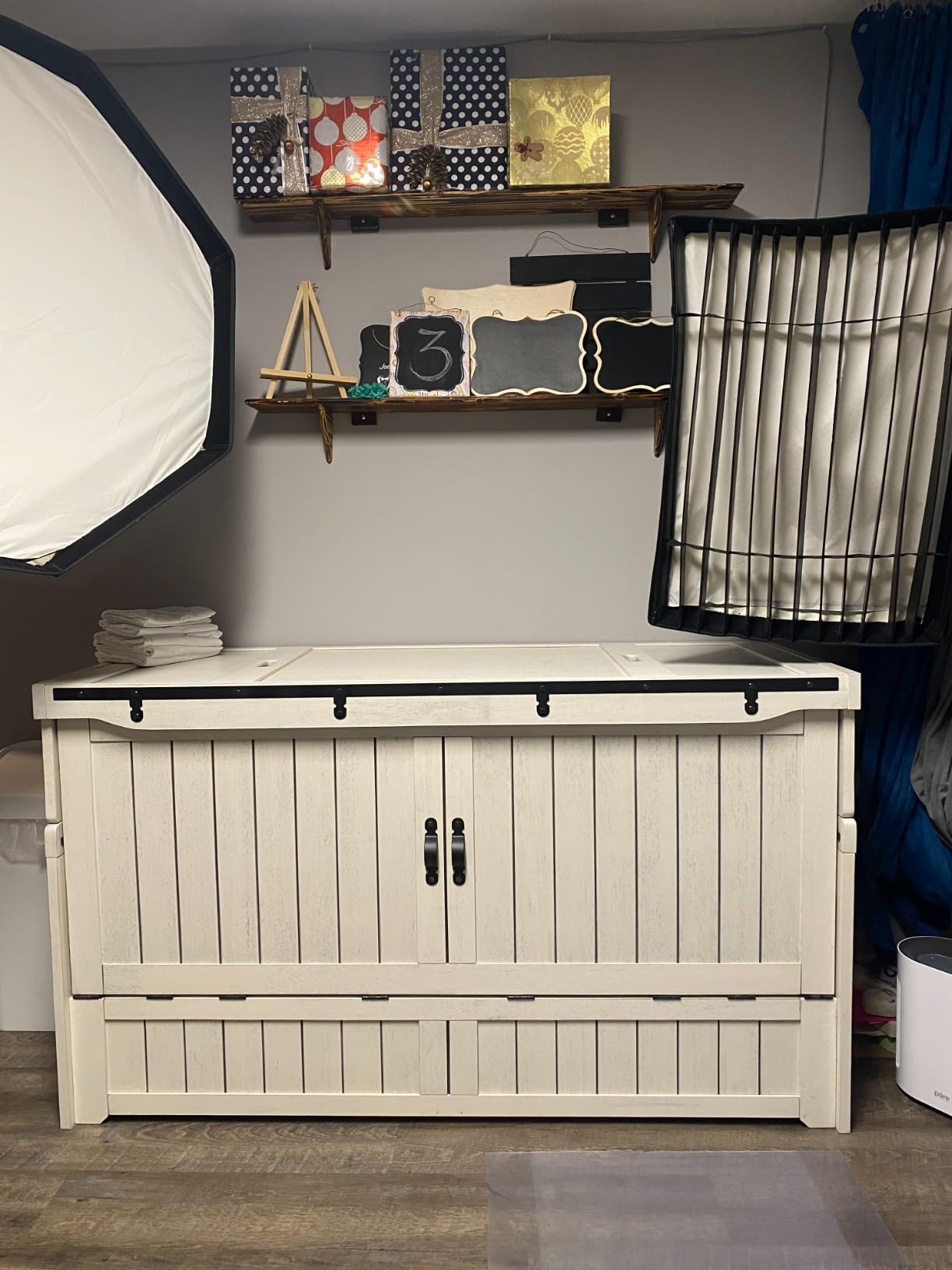 NIGHT & DAY Furniture Murphy Cube Cabinet Bed Pre-Assembled Queen (Rural Gray) customer photo 2