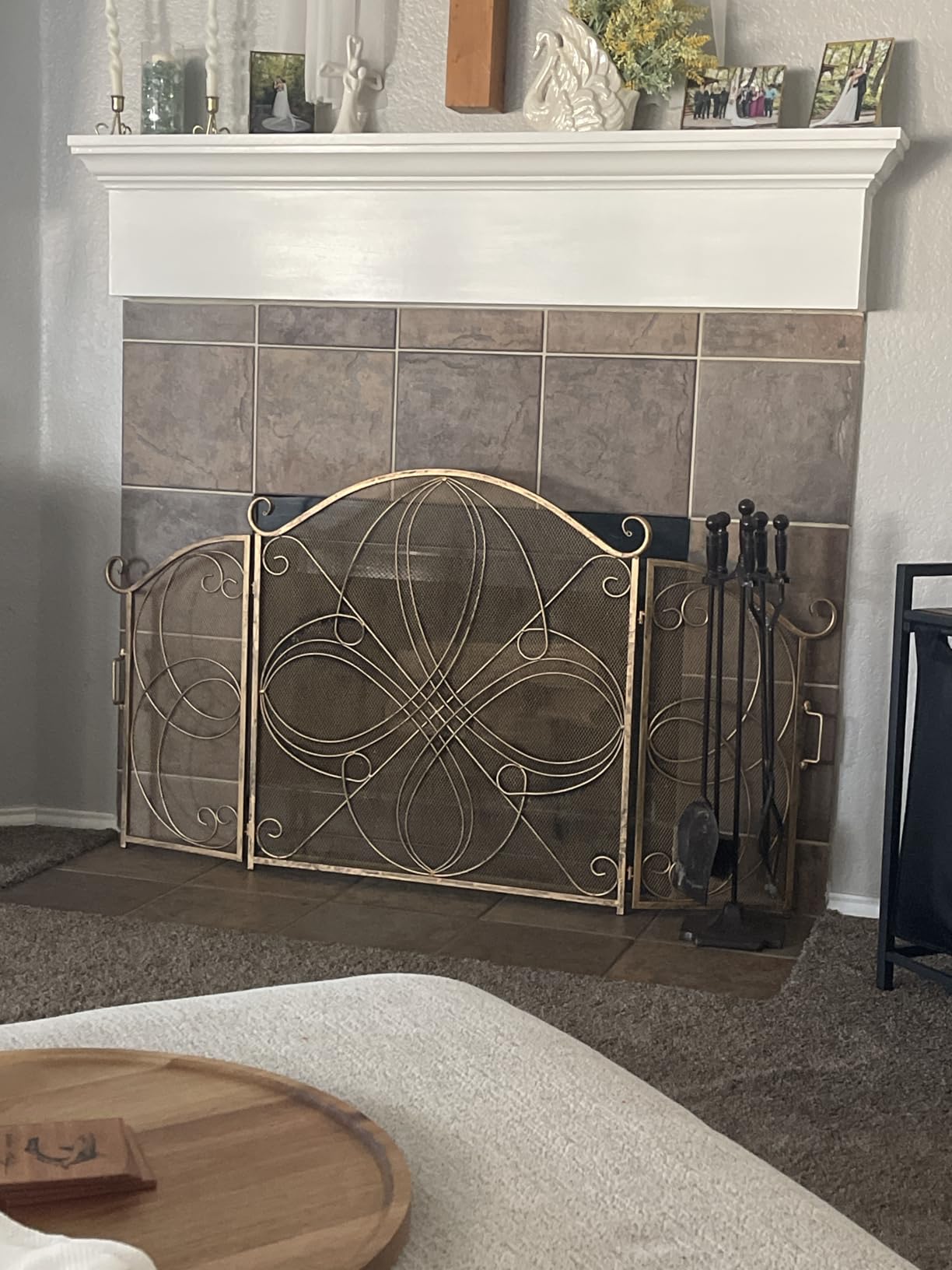 Best Choice Products 3-Panel 55x33in Solid Wrought Iron See-Through Metal Fireplace Screen, Spark Guard Safety Protector w/Decorative Scroll - Pewter customer photo 1