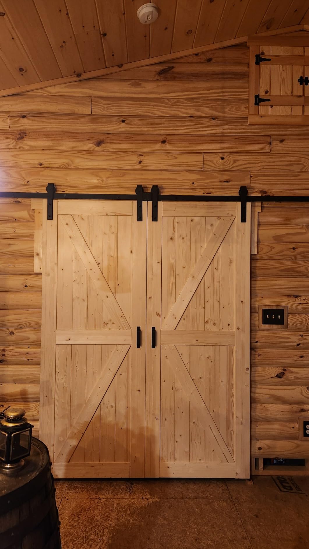 EaseLife 36in x 84in Sliding Barn Door with 6.6FT Barn Door Hardware Kit & Handle Included, Solid Spruce Wood Door, Stainable, K-Frame customer photo 1
