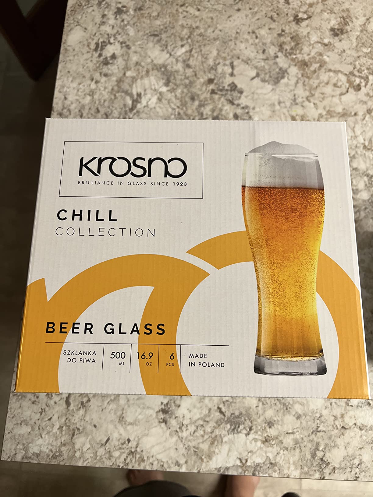 Krosno Beer Glasses Set of 6, 16.9 oz, Chill Collection | Drinking Glasses, Tall Glassware, IPA, Pilsner, Stout, Drinking Set, Lead-Free Crystal, Beer Stein, Pint, Dishwasher Safe customer photo 2