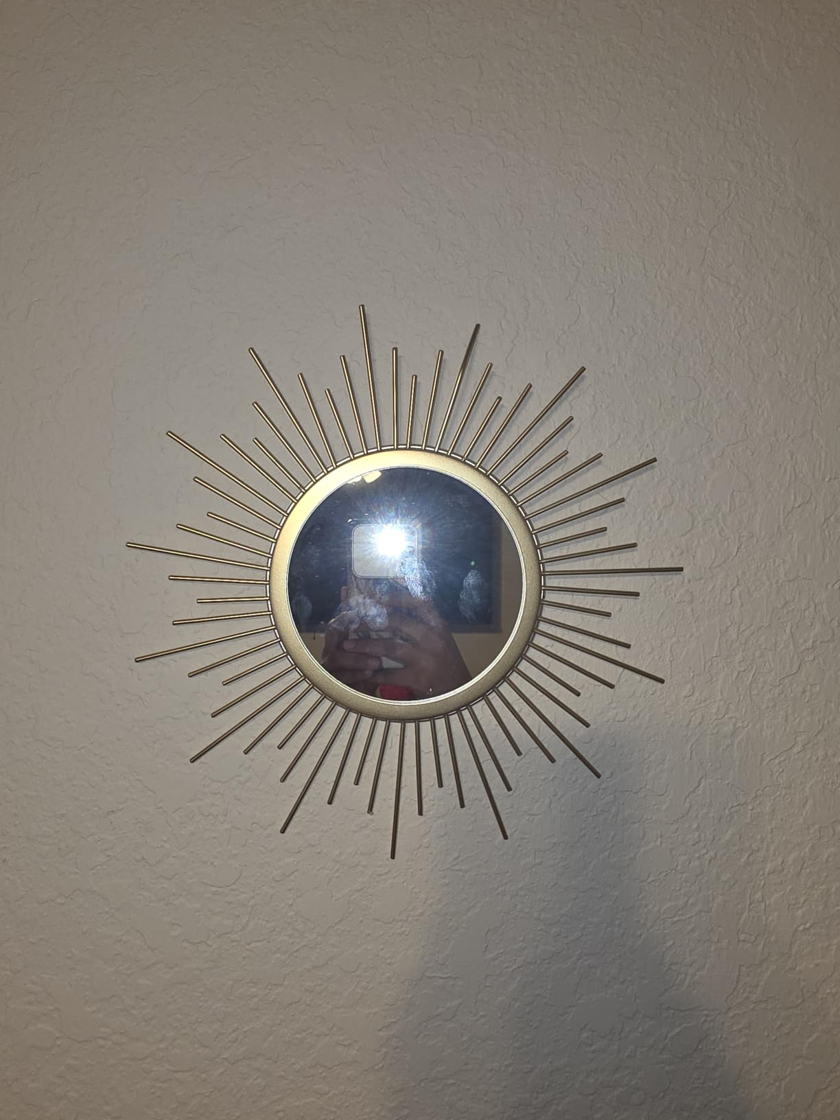 3 Pack Metal Mirrors for Wall Sunburst Wall Mirrors Home Décor Decorative Hanging Wall Art for Living Room Bedroom Entryway (Gold, Flower+Sunburst) customer photo 2