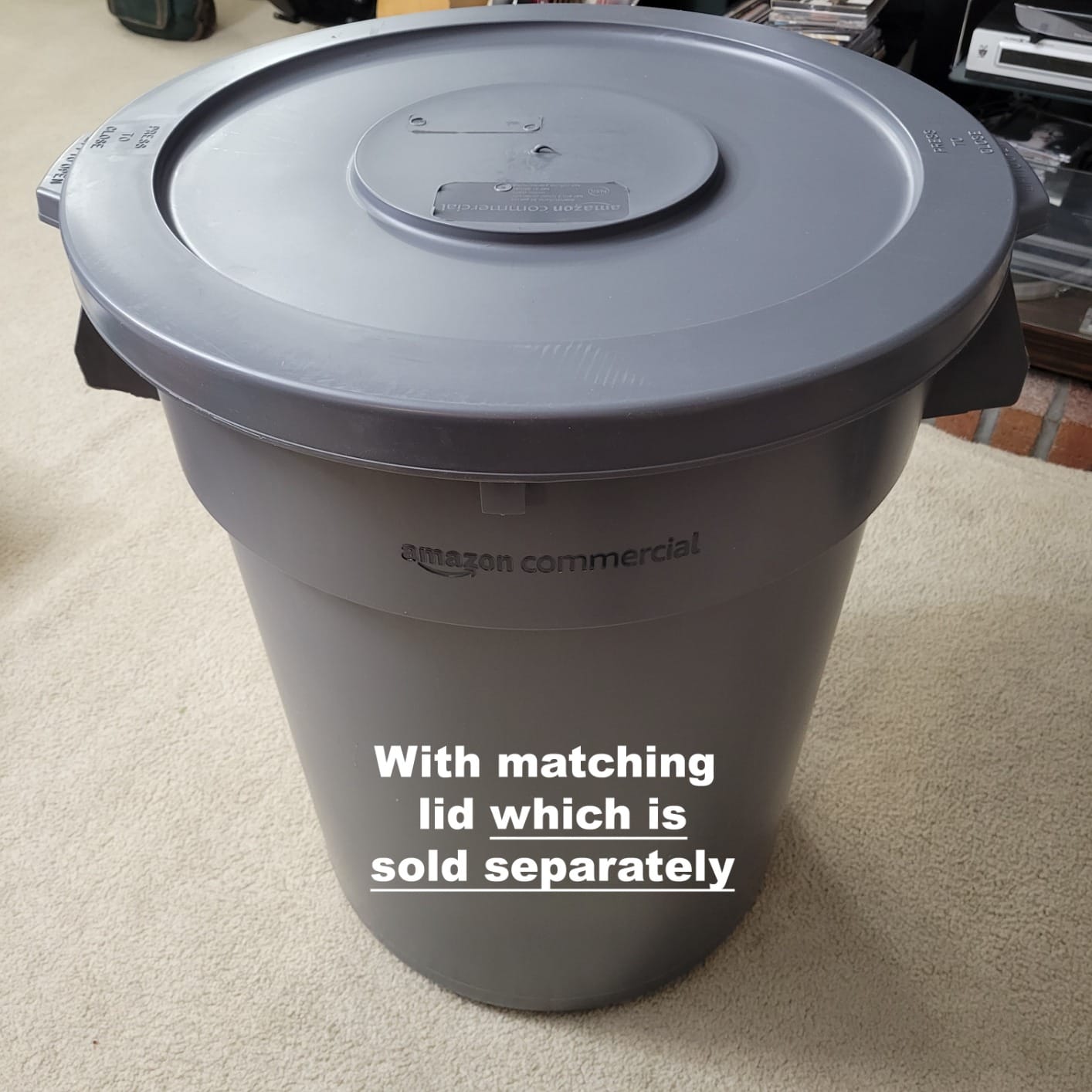 Amazon Basics Heavy Duty Sturdy Round Trash Can, 32 Gallon, Grey, Pack of 2 customer photo 2