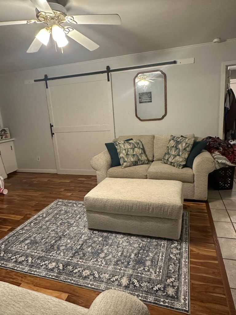 30''x84'' Sliding Barn Door with 5 Ft Barn Door Hardware Kit, Pre-Drilled Holes Easy Assembly, Water-Proof PVC Surface, H-Frame, White customer photo 1