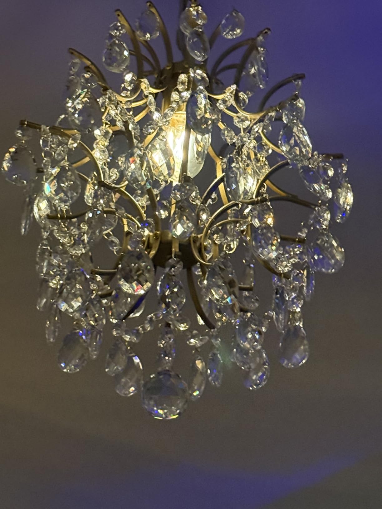 Bestier Modern Gold Pendant Chandelier Crystal Raindrop Lighting Ceiling Light Fixture customer photo 2