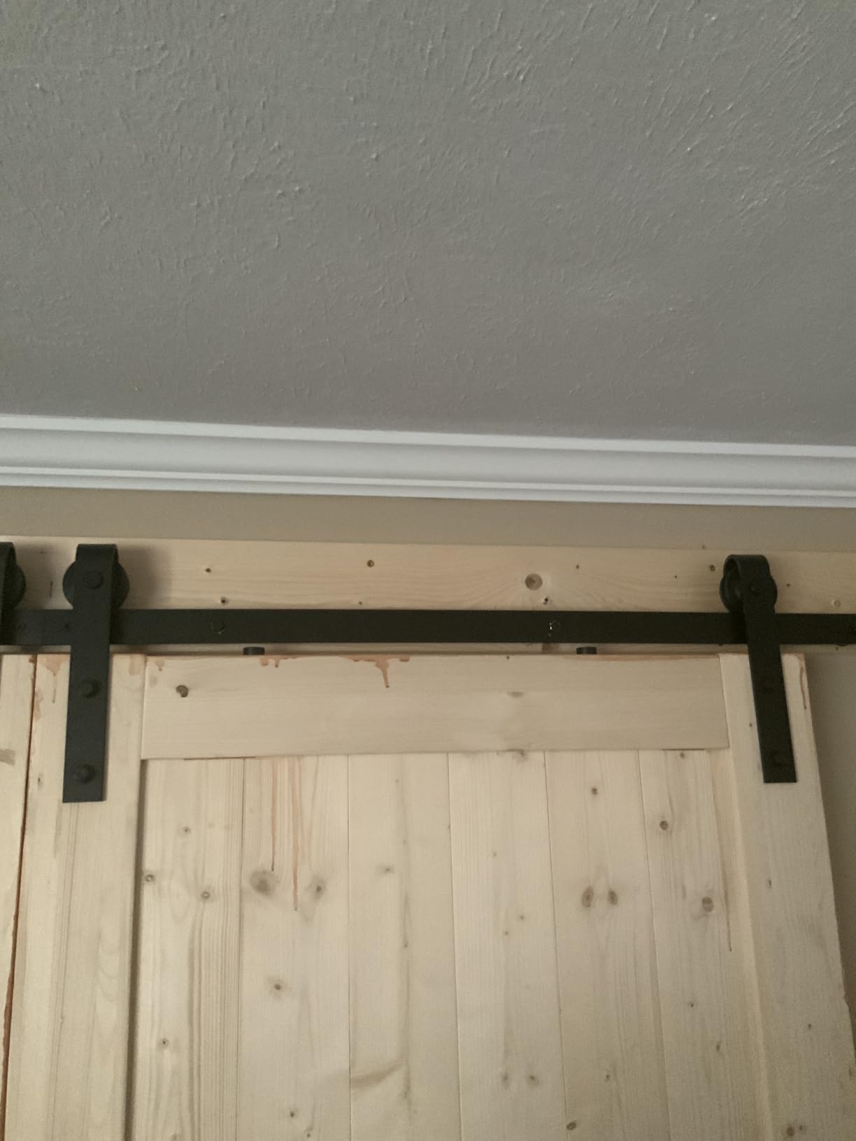FREDBECK 36in x 84in Wood Barn Door with 6.6FT Barn Door Hardware Kit Included, K Shape, Solid Spruce Panel, Need to Assembly customer photo 2
