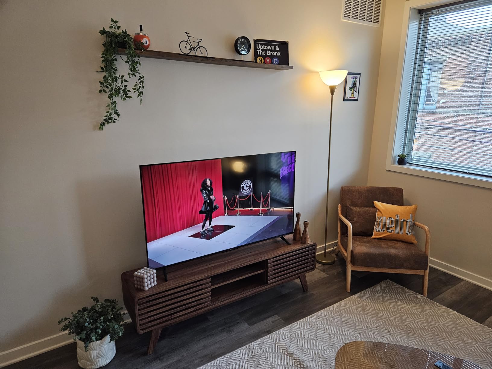 mopio Ensley TV Stand, Mid Century Modern for 55/60/65 inch TV, Farmhouse TV Stand, Entertainment Center with Storage, TV and Media Console for Living Room (Walnut, 59 inch Low) customer photo 2