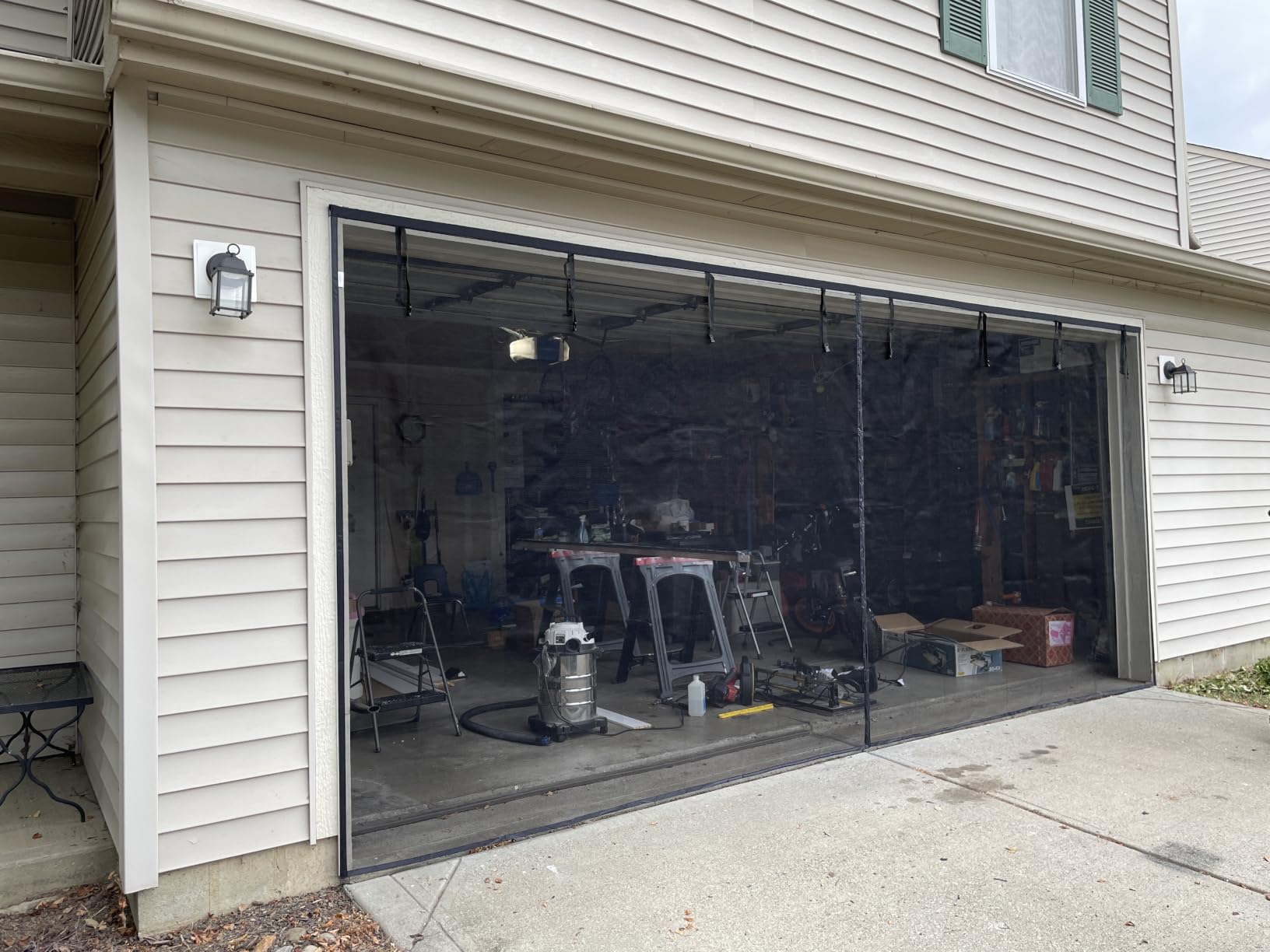 FEGO Garage Door Screen 16x7FT, Magnetic Screen Door with Retractable Fiberglass Mesh and Heavy Duty Weighted Bottom, Easy Assembly&Pass, Hands Free w/ 40 Magnets for 2 Car Garage/Patio/Small Shop customer photo 2