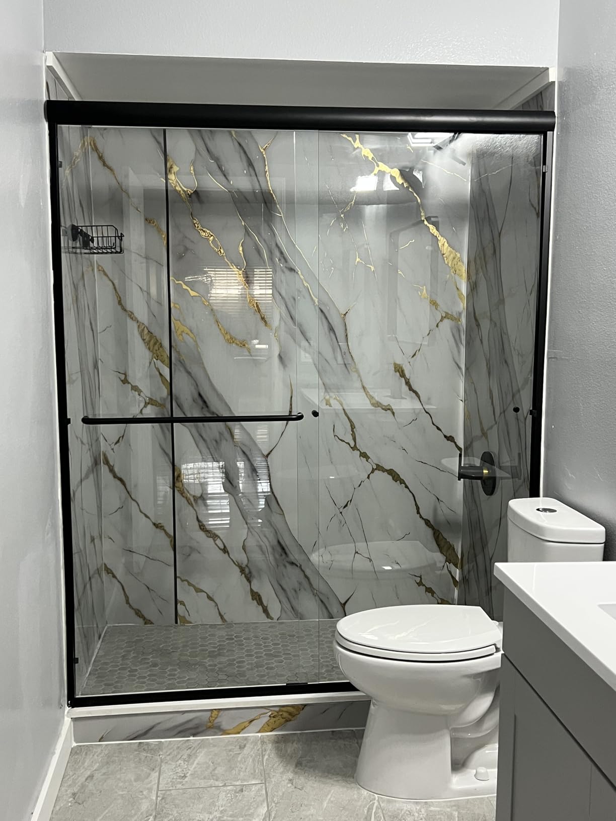 SUNNY SHOWER 58.5-60 in.W x 72 in.H Glass Shower Door, Semi Frameless Double Sliding Shower Door, 1/4