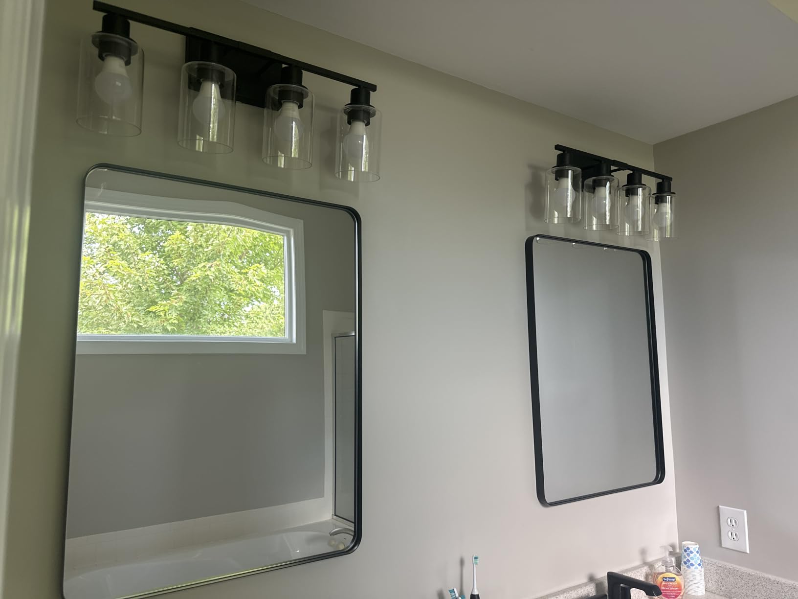 LOAAO 22X30 Inch Black Bathroom Mirror Metal Framed | Rounded Rectangle, Matte Black Bathroom Vanity Mirror, Anti-Rust, Hangs Horizontally or Vertically customer photo 1