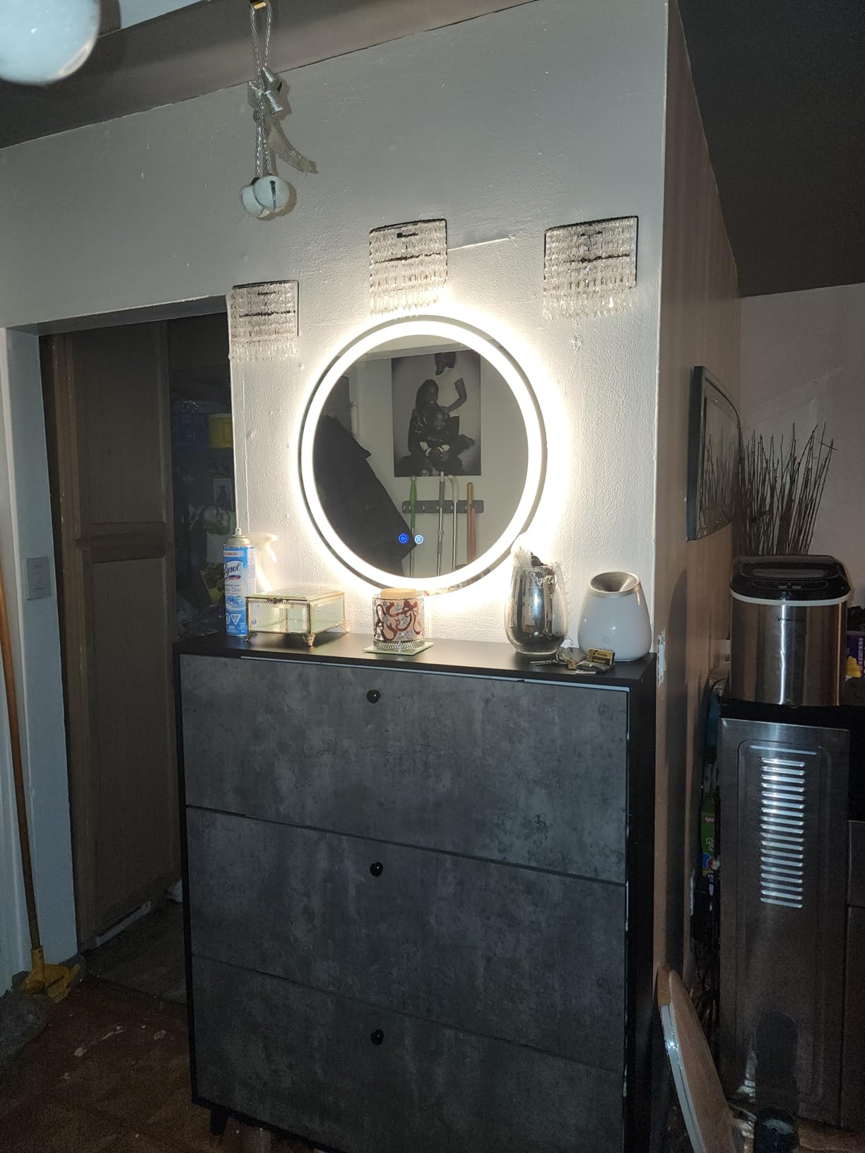 TATU LED Bathroom Mirror, 36x28 Inch Bathroom Vanity Mirror Wall Mounted with 3000K-6000K Adjustable, Anti-Fog, Smart Touch Button, Stepless Dimmable Lighted Makeup Mirror, Horizontal/Vertical customer photo 1