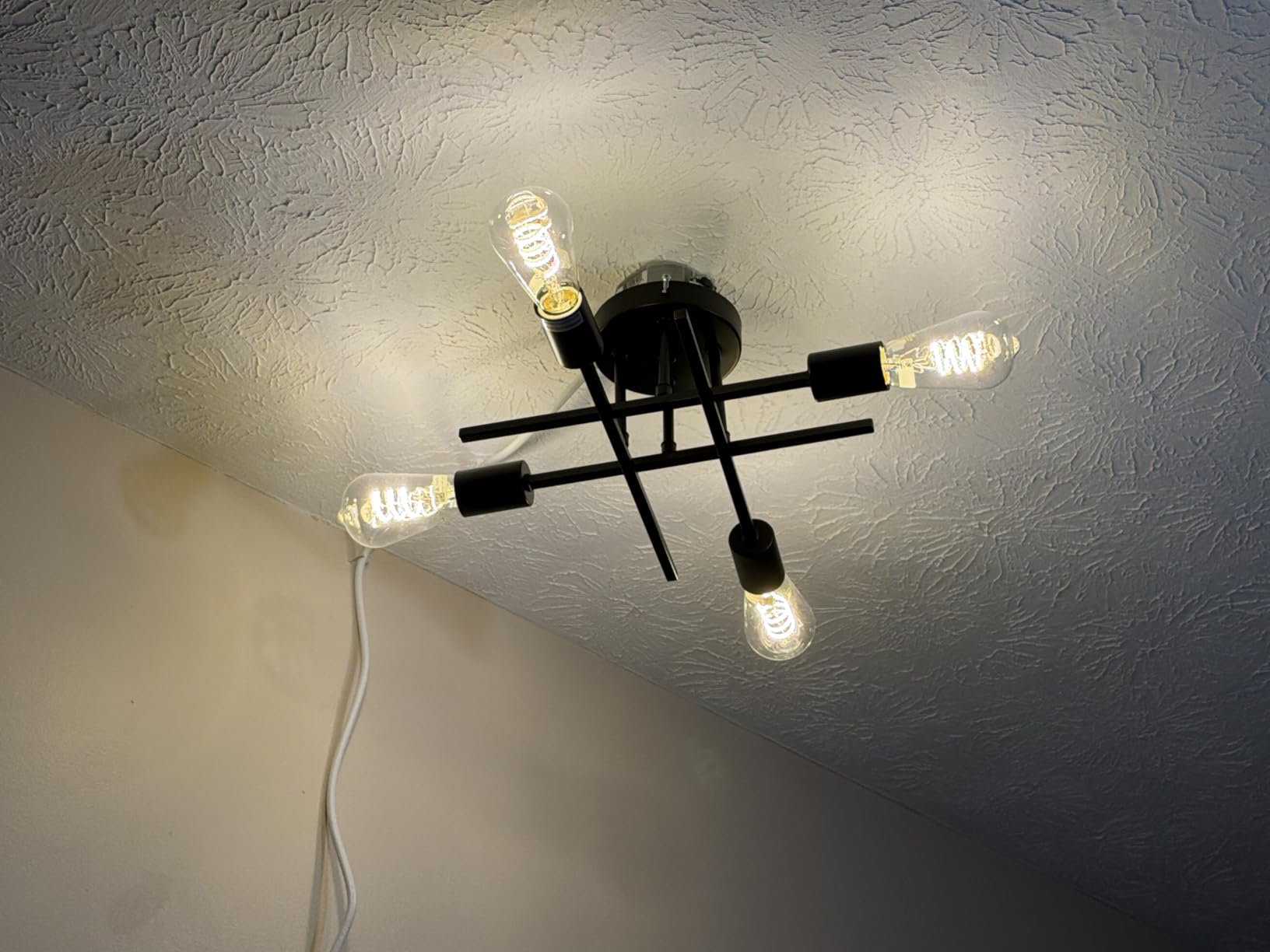 TOBUSA Modern 4-Light Semi Flush Mount Ceiling Light Fixture, Matte Black | Sputnik Close to Ceiling Light, Chandelier Light Fixture for Bedroom Kitchen Living Room Dining Room, 4 Light E26 Socket customer photo 2