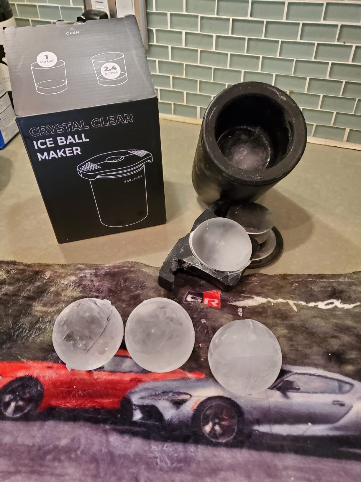 Berlinzo Ice Ball Maker Mold - 4 Clear 2.4in Whiskey Spheres, Non-Electric customer photo 2