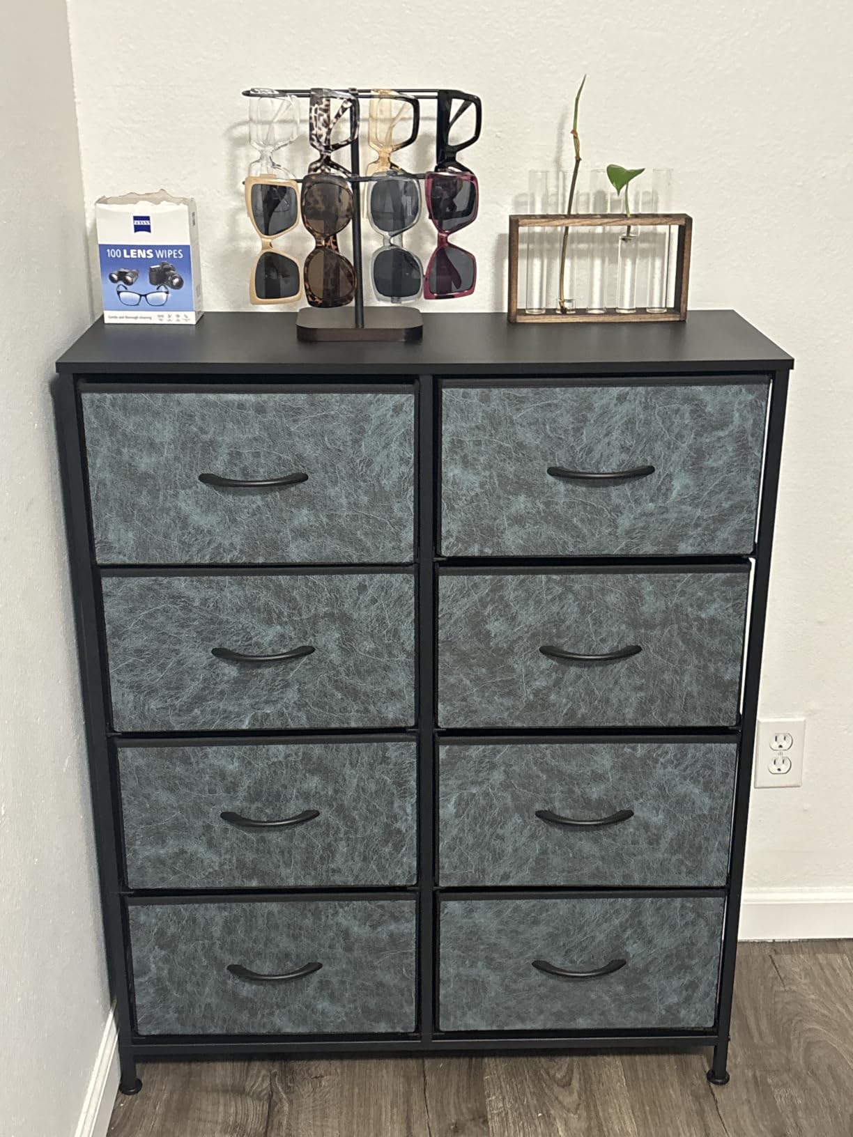 WLIVE Tall Fabric Dresser with 8 Drawers, Storage Tower with Fabric Bins, Double Dressers, Chest of Drawers for Closet, Bedroom, Living Room, Hallway, Dorm, Black and Rustic Brown customer photo 1