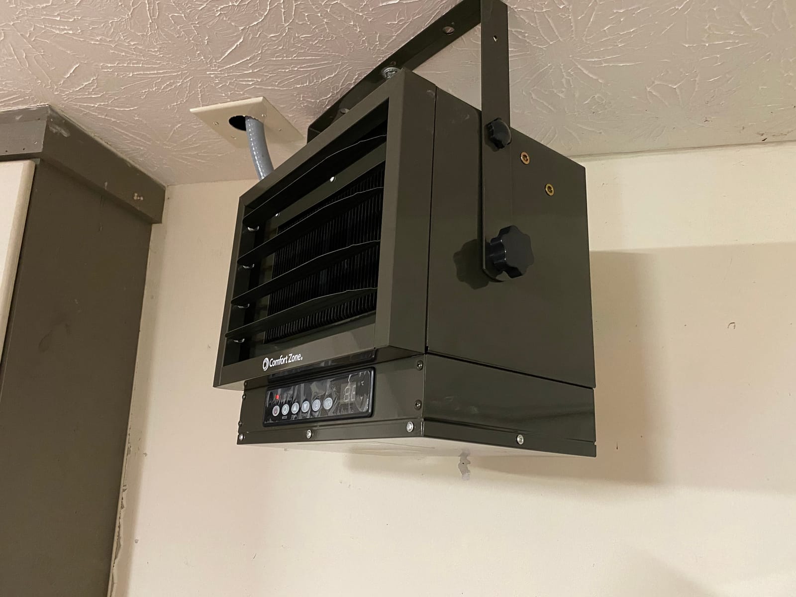 Comfort Zone Hard-Wired Ceiling Mount Garage Space Heater with Remote, 7,500 Watt, 240 Volt, Fan-Forced, Overheat Protection, Digital Thermostat, 12-Hour Timer, Ideal for Garage & Workshop, CZ230ERBK customer photo 1