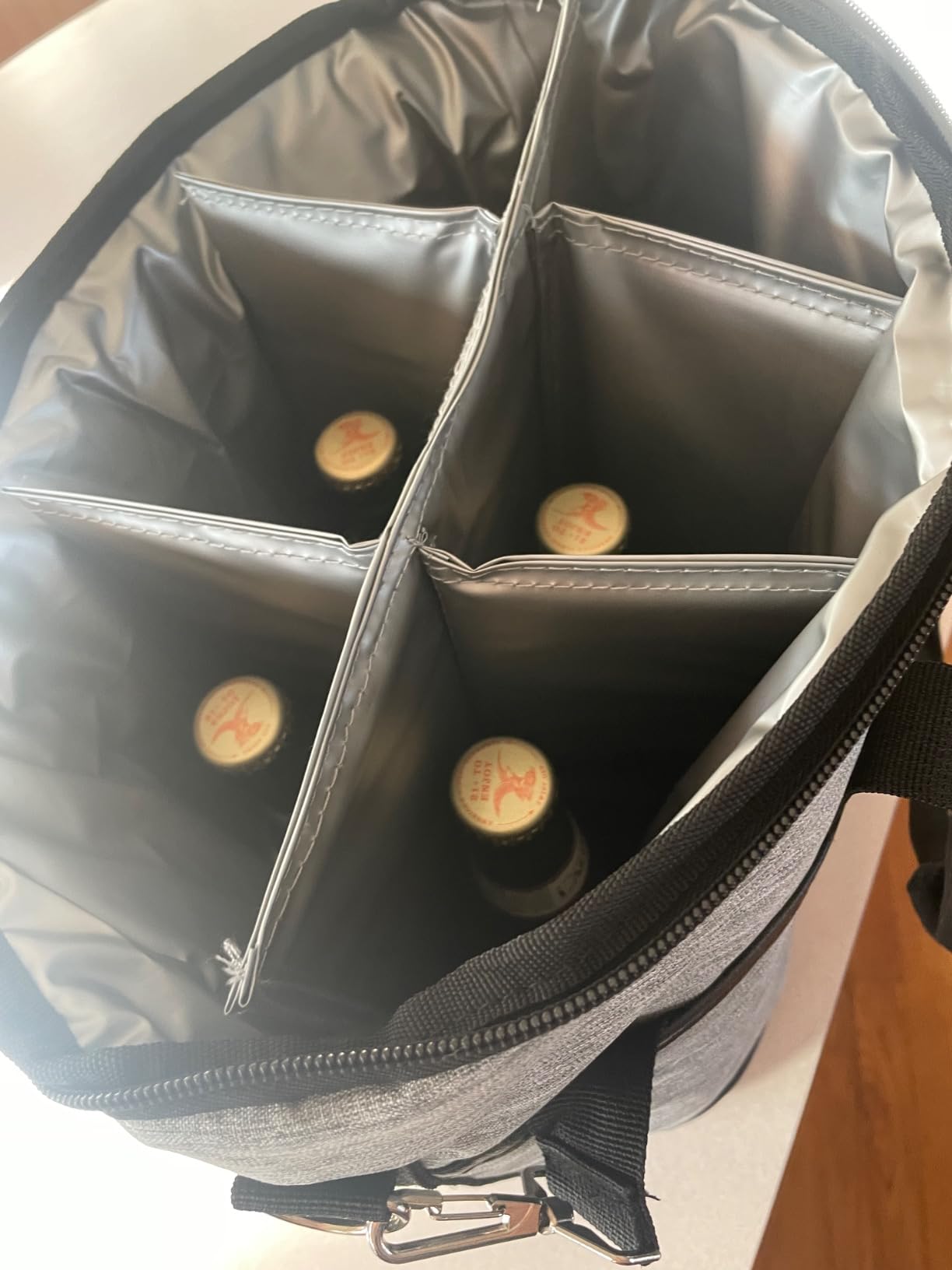 opux Insulated Wine Cooler Bag, Leakproof 6 Bottle Tote Carrier, Charcoal | Six, Travel Picnic BYOB, Leakproof Padded Portable, Protection, Wine Lovers Gift Women Men Christmas, Shoulder Strap customer photo 1