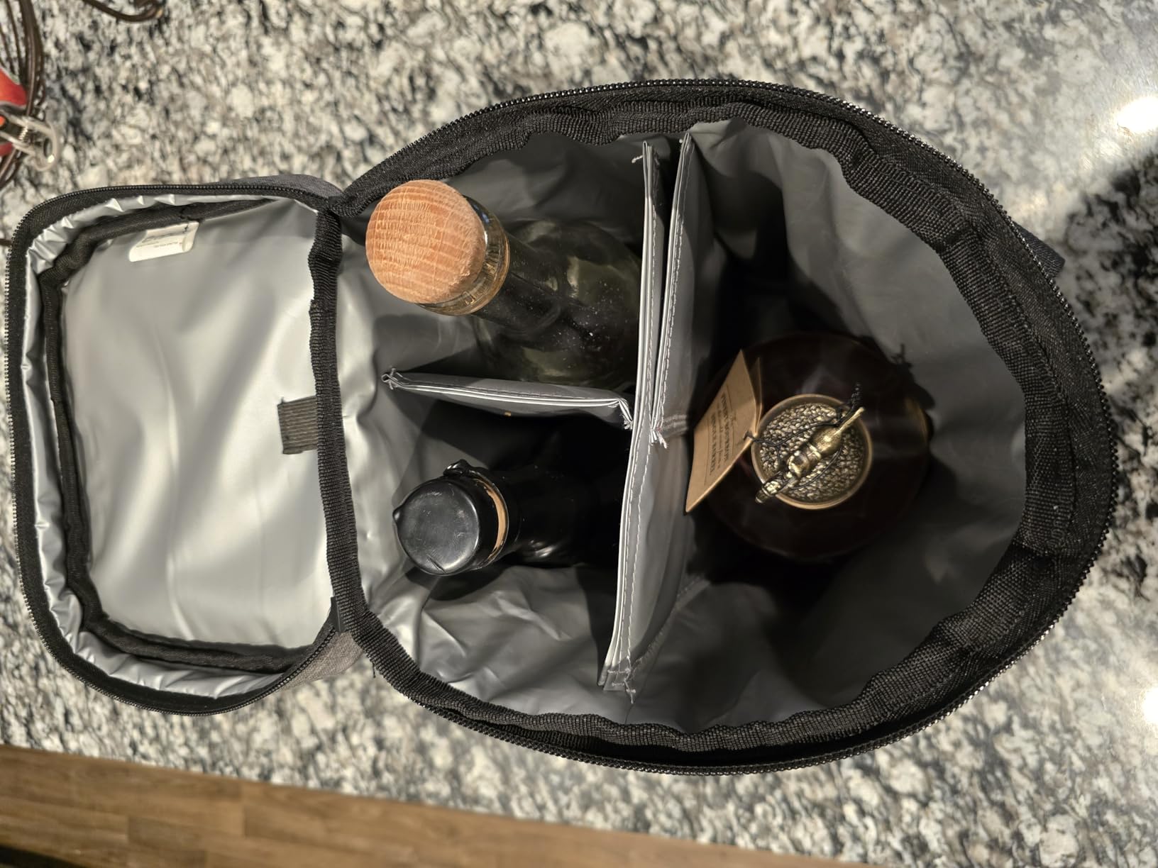 opux Insulated Wine Cooler Bag, Leakproof 6 Bottle Tote Carrier, Charcoal | Six, Travel Picnic BYOB, Leakproof Padded Portable, Protection, Wine Lovers Gift Women Men Christmas, Shoulder Strap customer photo 2