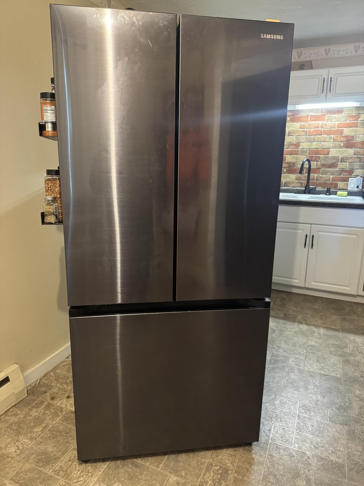 Samsung 17.5 cu. ft. Smart Counter Depth 3-Door French Door Refrigerator, Stainless Steel, RF18A5101SR/AA customer photo 1