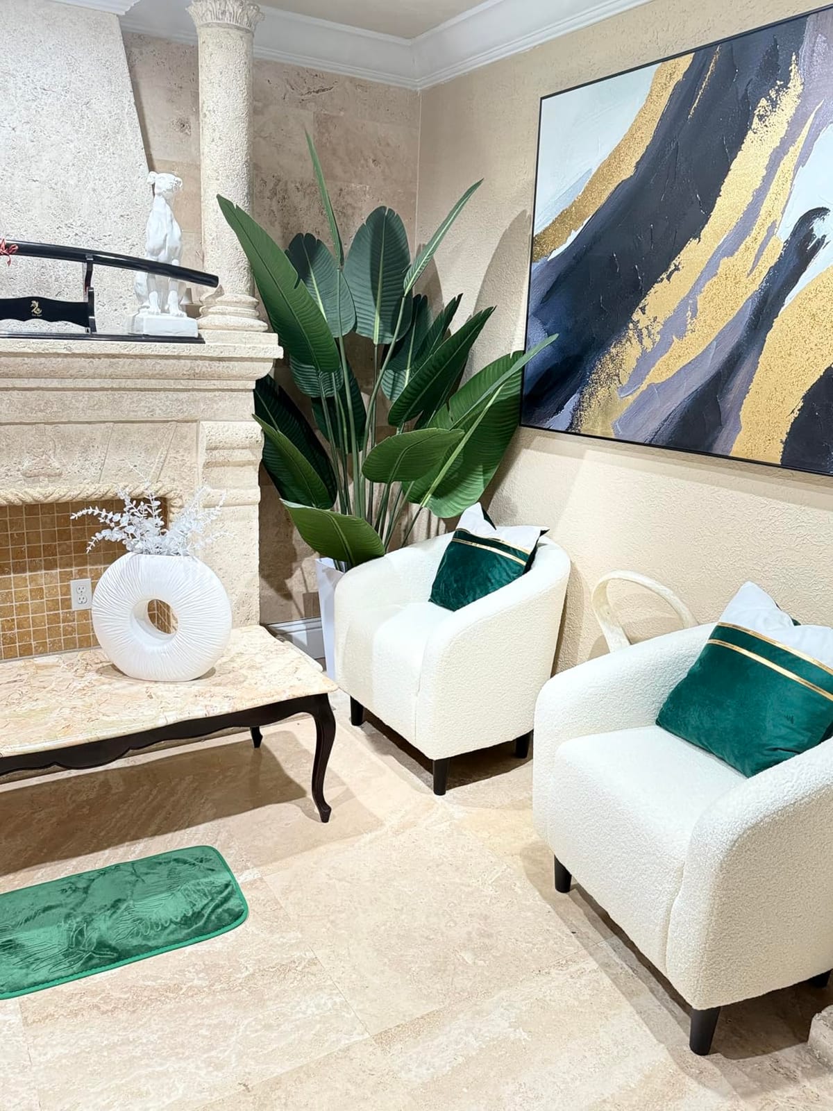 Yaheetech Compact Sherpa Accent Chairs Set of 2 for Small Spaces, Ivory | Compact Cozy Barrel Chairs with a Curved Silhouette, Upholstered Furry Armchair for Small Spaces, Living Room Bedroom Corner customer photo 2