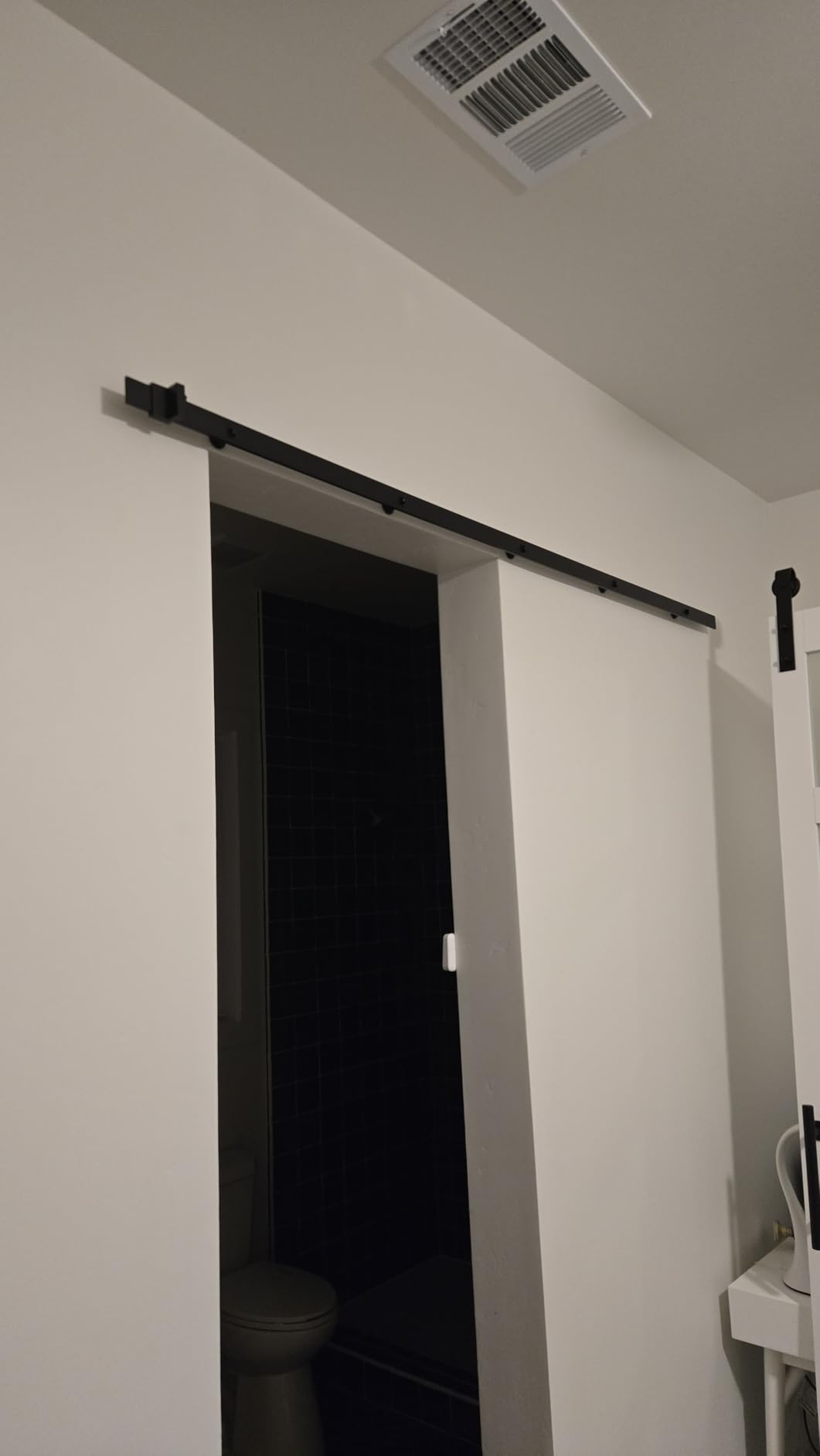 36x84 Inch Glass Sliding Barn Door Slab and 6.6ft Hardware Kit Included, 5 Frosted Glass, LVL Wood Panel Covered with White Water-Proof Scratch-Proof PVC Surface, Simple DIY Assembly customer photo 1