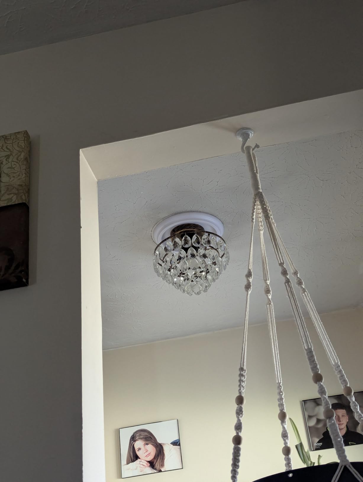 YYJLX Modern E26 Small Crystal Chandelier Semi Flush Mount Ceiling Light Fixture Silver Ceiling Lamp for Hallway Bedroom Bathroom Closet Bedroom Foyer (Chrome) customer photo 2