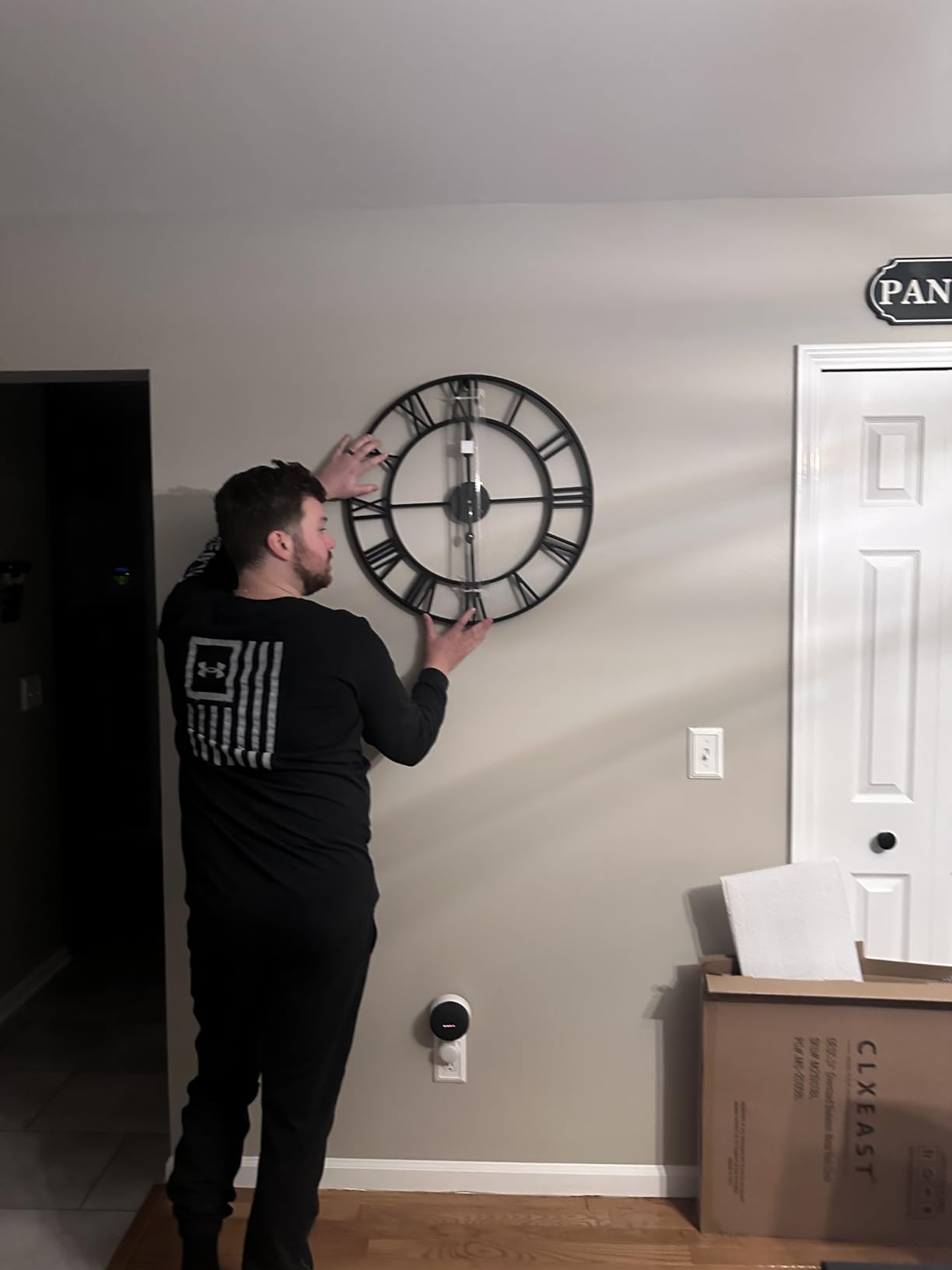 CLXEAST Large 30 Inch Wall Clocks for Living Room Decor, Roman Numeral | Battery Operated, Oversized Black Metal Wall Clock for Dinning Room, Entryway & Home Decor customer photo 1