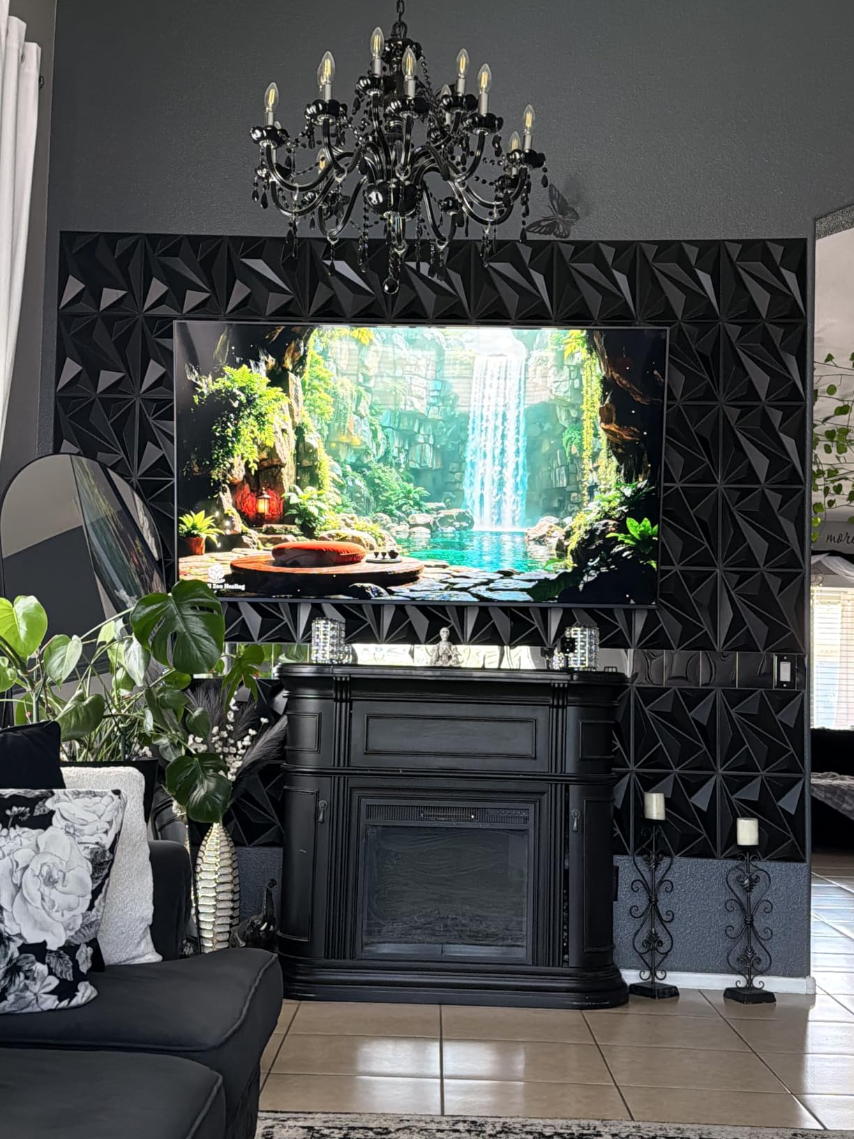 Art3dwallpanels 33 Pack 3D Wall Panels Diamond, Black, 12''x12'' | PVC Accent Wall Panels for Interior Wall Decor, Living Room, Lobby Bedroom Hotel Office, Cover 32.Sq.Ft customer photo 2