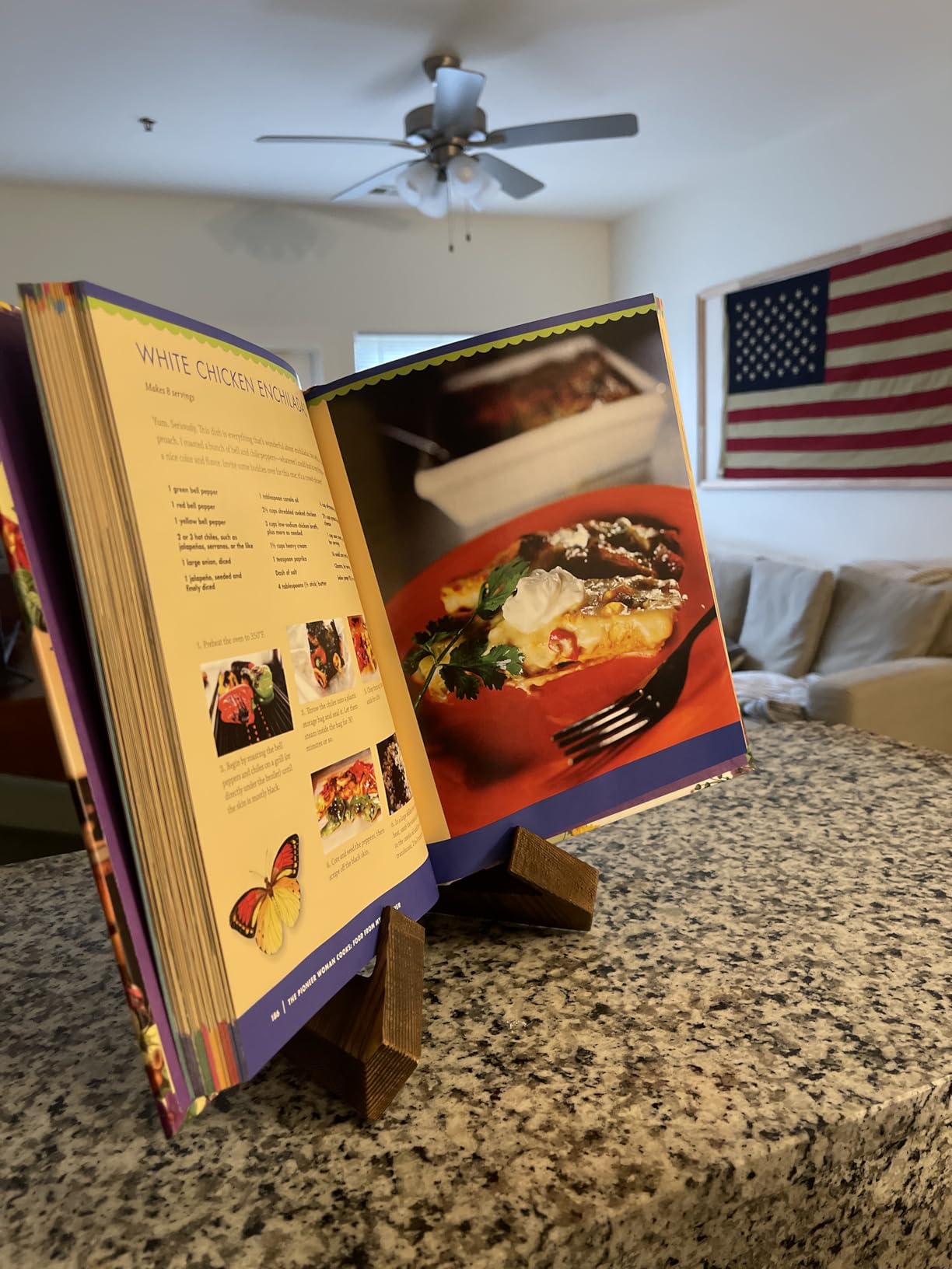 PUERSI Cookbook Stand for Kitchen, Recipe Book Holder for Kitchen Counter, Wooden Cookbook Holder, Rustic Cook Book Holder Stand - Rustic Brown customer photo 1