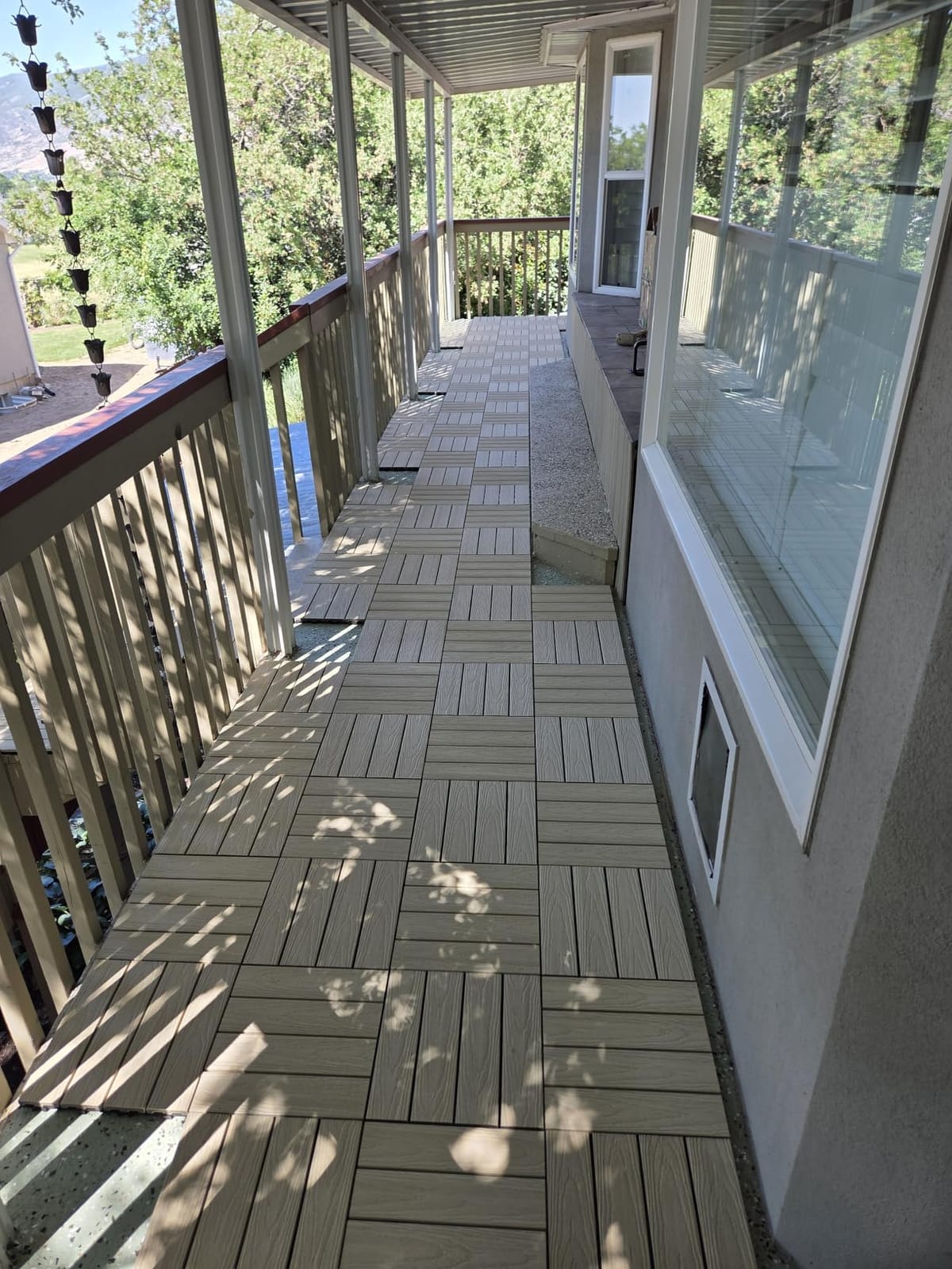 NewTechWood UltraShield Naturale 1 ft. x 1 ft. Composite Deck Tiles | Quick Deck interlocking design includes 10 pieces per box with 10 sq. ft. coverage of flooring space customer photo 1