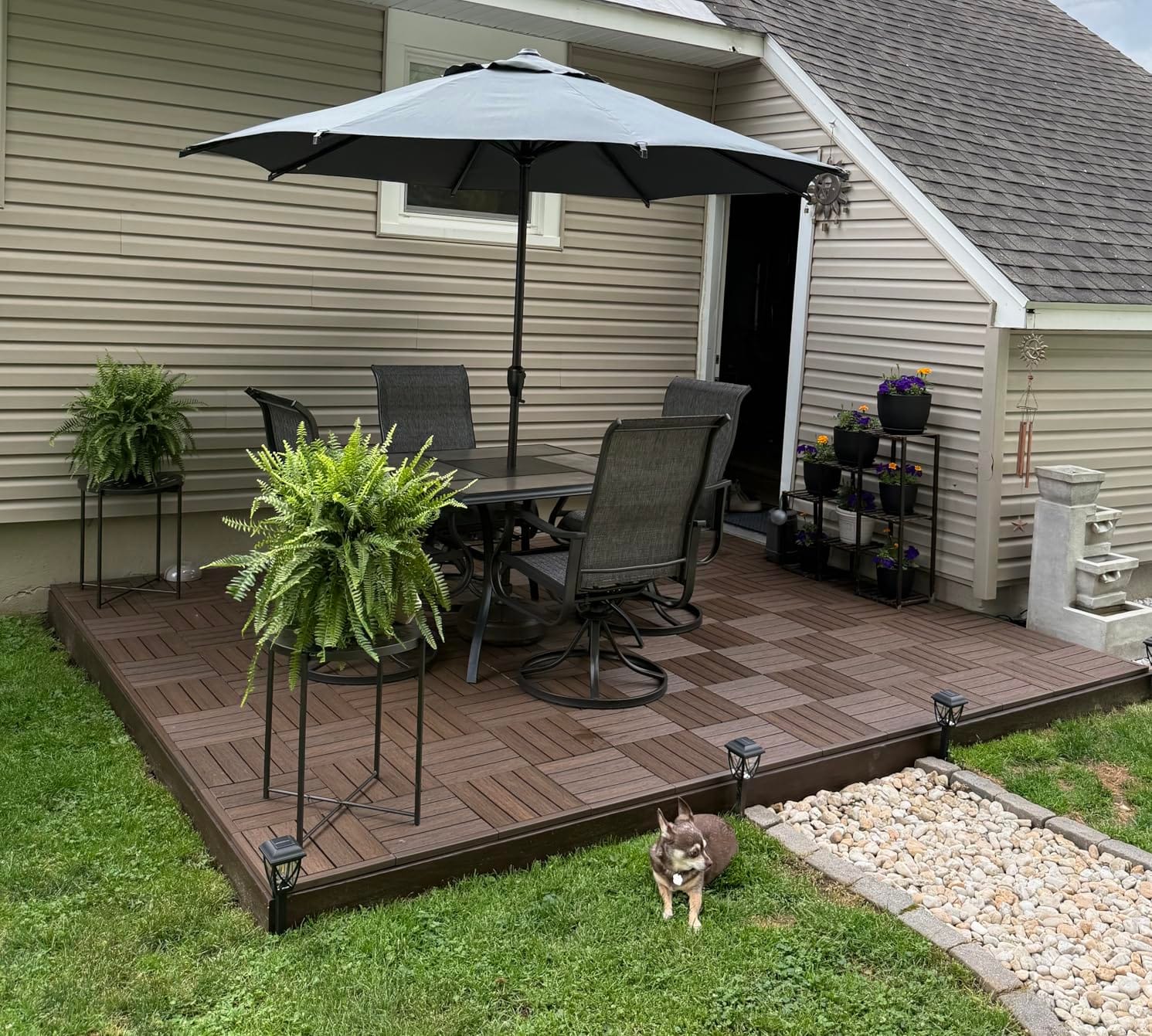 NewTechWood UltraShield Naturale 1 ft. x 1 ft. Composite Deck Tiles | Quick Deck interlocking design includes 10 pieces per box with 10 sq. ft. coverage of flooring space customer photo 2