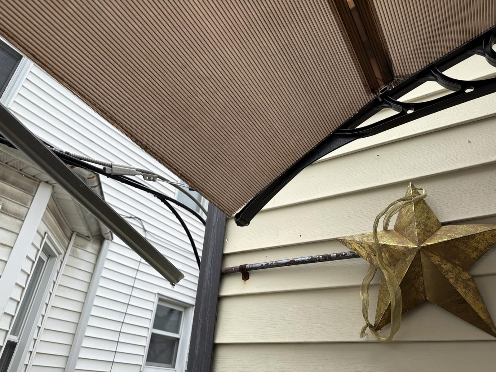 Outvita Window Awnings for Doors Canopy 40''x35.4'', Polycarbonate Cover Front Door Outdoor Patio Awning Canopy UV Rain Snow Sunlight Protection Hollow Sheet, Brown Board & Black Bracket customer photo 1