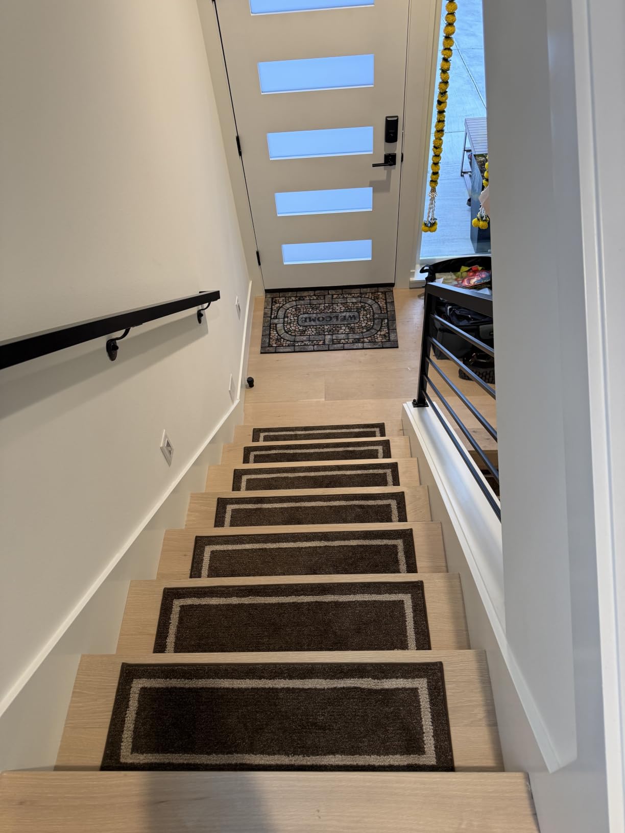 COSY HOMEER Soft Stair Treads 15pcs Non-Slip Carpet Mat 28inX9in, Beige | Indoor Stair Runners for Wooden Steps, Stair Rugs for Kids and Dogs, 100% Polyester TPE Backing customer photo 2