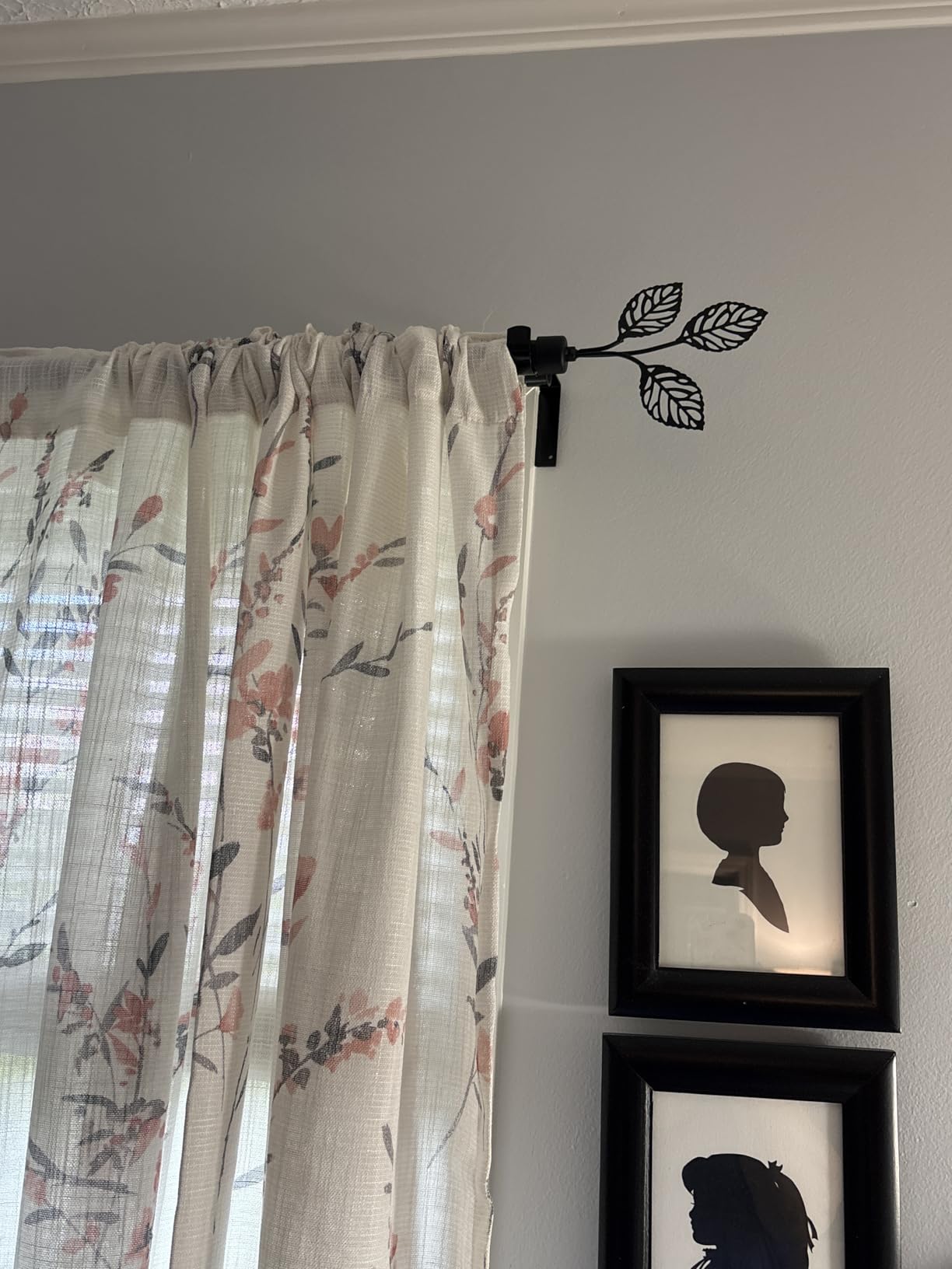 RYB HOME Antique Brass Curtain Rod 1 Inch Adjustable Heavy Duty Leaf Finial | 48-86 inch telescoping, 30lbs weight capacity stainless steel, modern decorative rod, for kitchen bedroom living room window customer photo 1