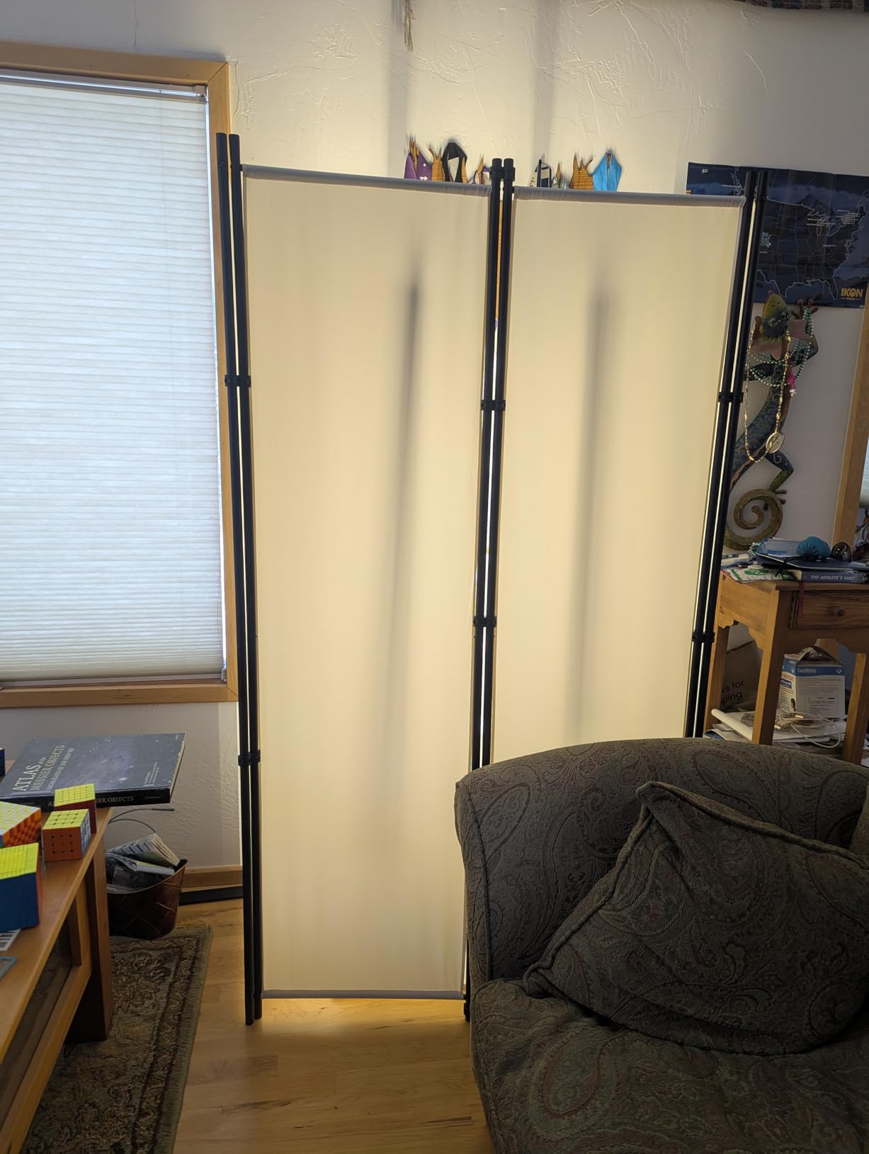 MAYOLIAH 6 Panel Folding Privacy Screen 9ft Wide 6ft Tall Room Divider | Great office division, indoor family wall partition room separator. Suitable for home office studio, garage, hospital etc customer photo 1