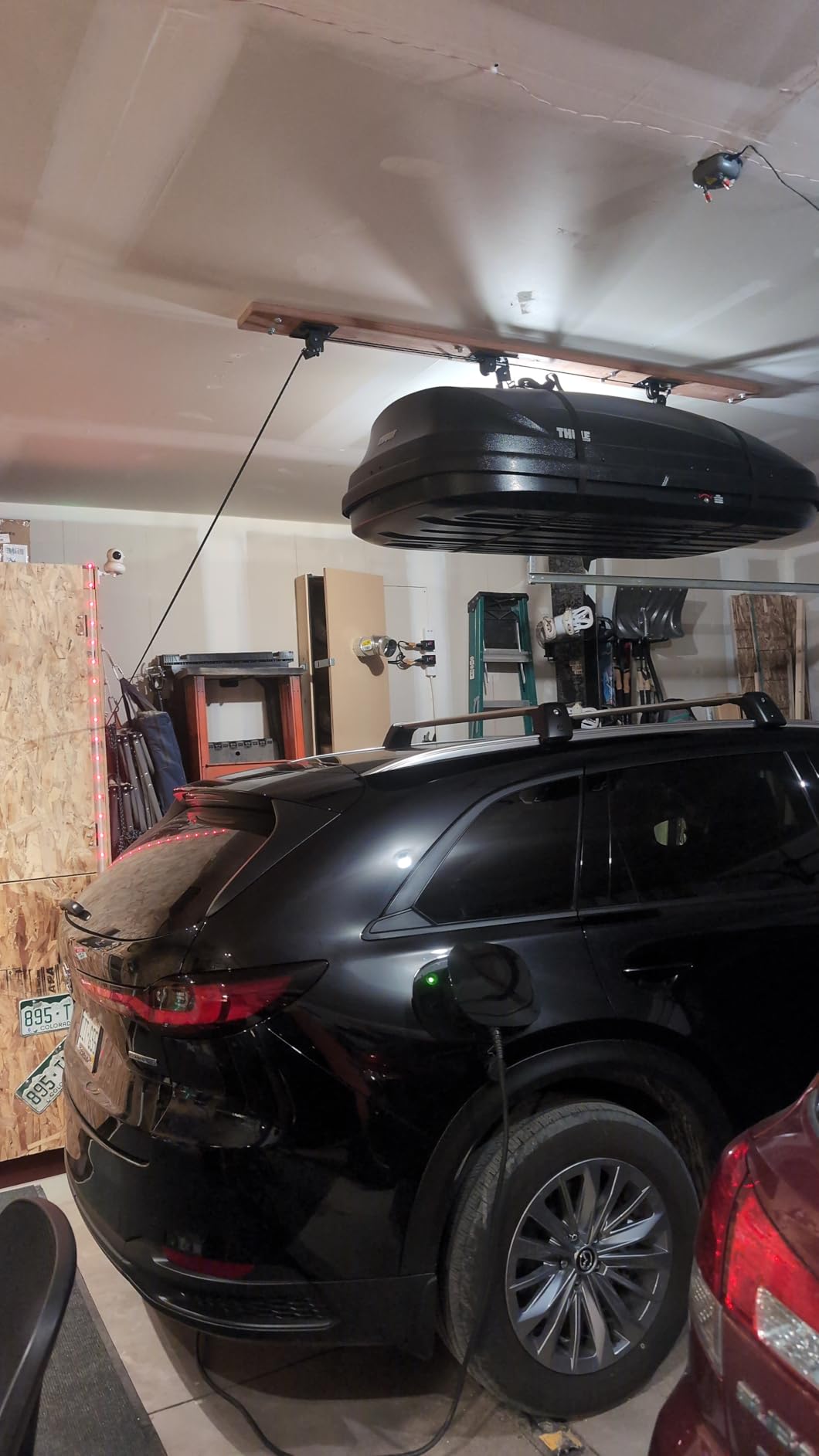 Teal Triangle Cargo Box Hoist, Garage Pulley Lift System, Holds 150 lb | Cargo Box Storage, Cargo Box Ceiling Hoist, Garage Ceiling Hoist, Fits All Garage Heights customer photo 2