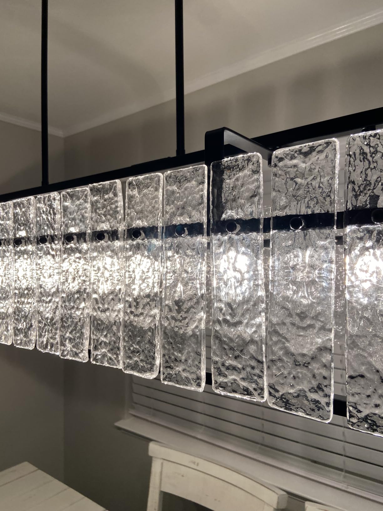 IKK Modern Rectangle Black Crystal Chandeliers for Dining Room, 42